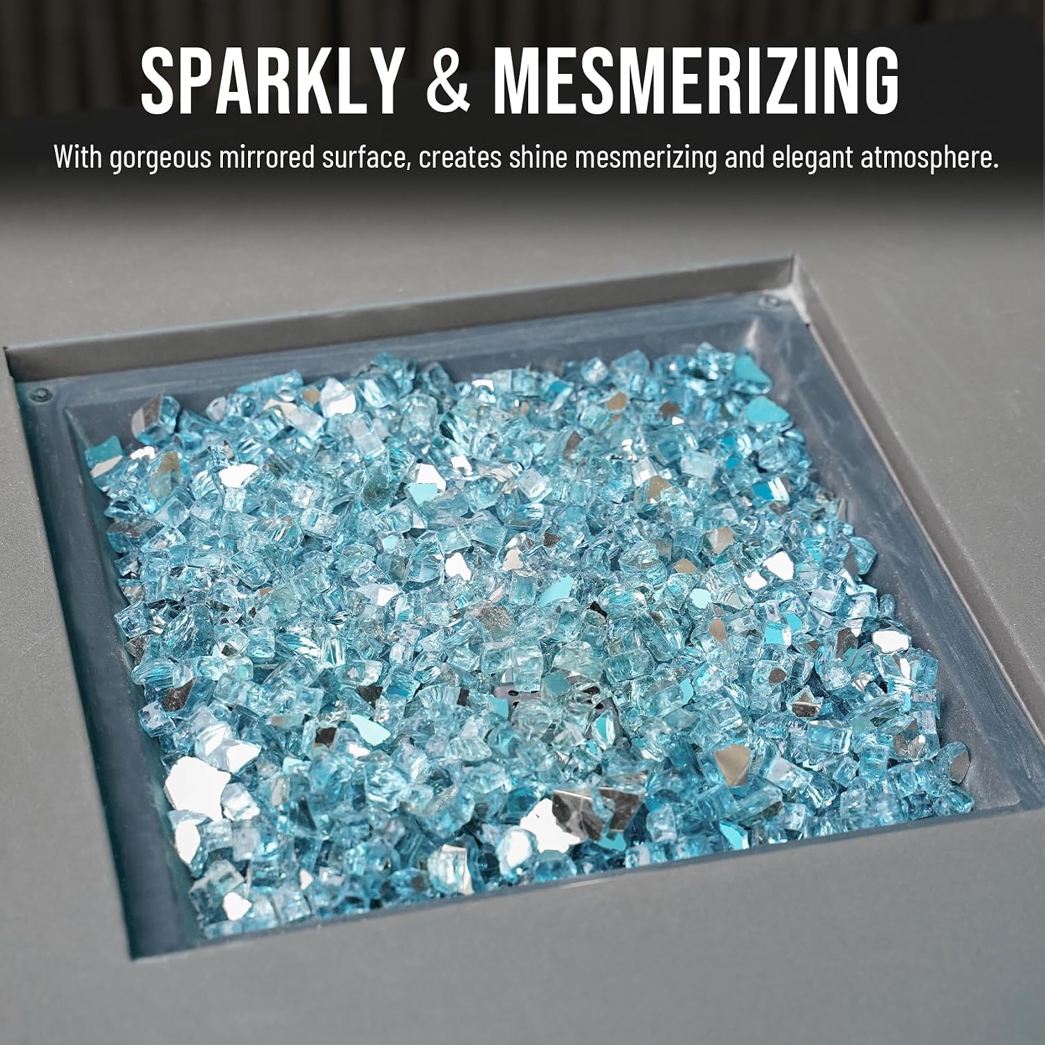 Skyflame Aqua Blue Fire Pit Glass for Propane Gas Fireplace, 10LB