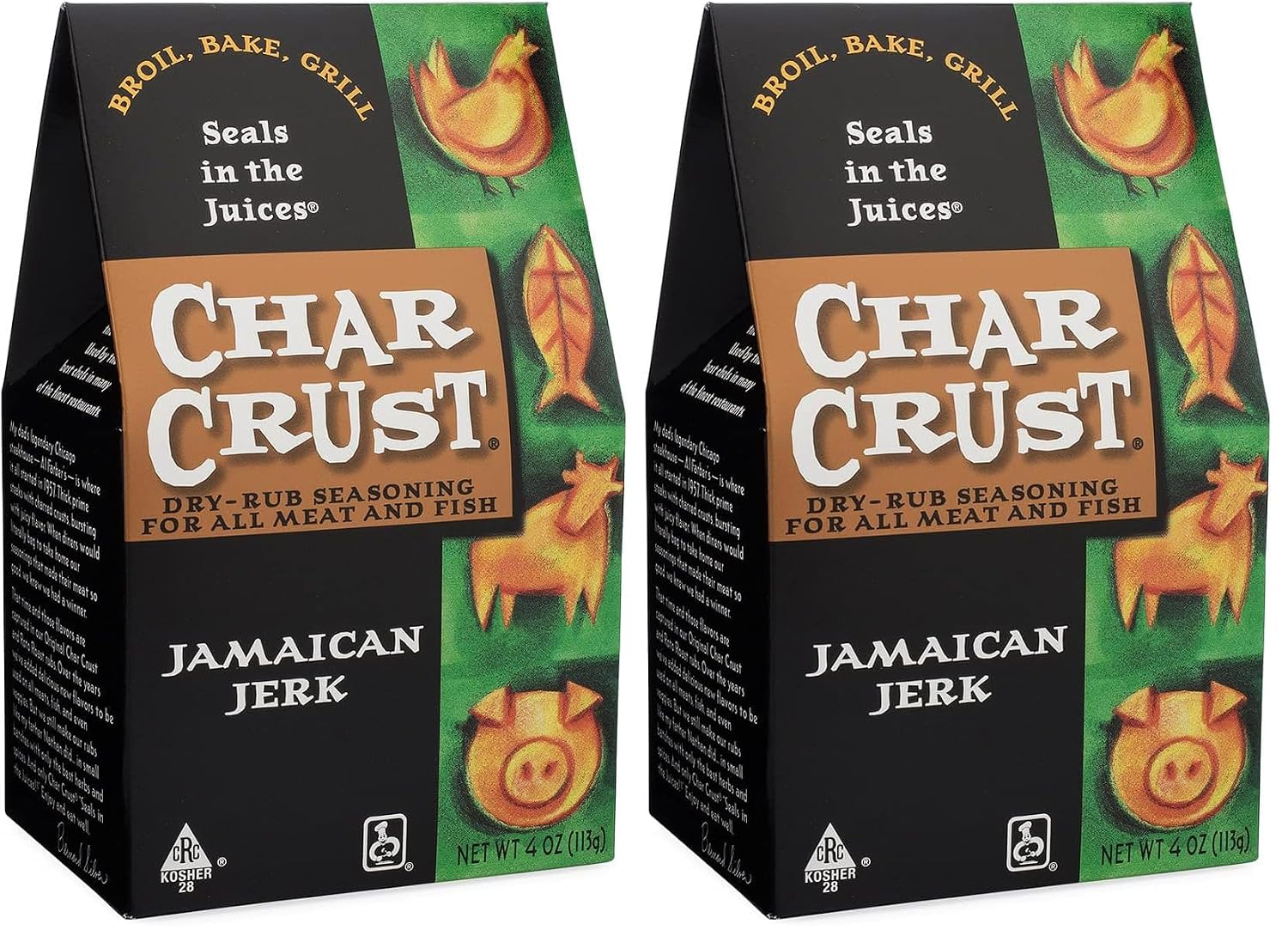 Char Crust Dry-Rub Seasonings Original Hickory Grilled | All-in-one seasonings | Perfect for Steaks, Burgers, Ribs, Tuna | Signature Crust that Seals in the Juices, 4 Ounce (Pack of 6)