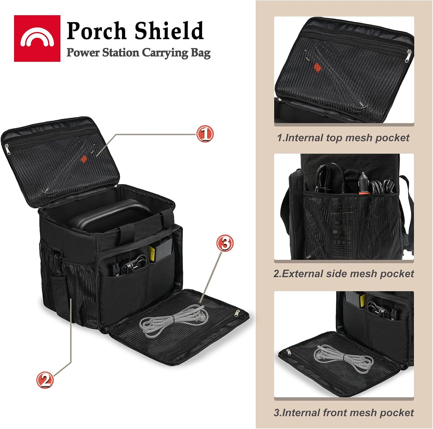 Porch Shield Waterproof Universal Generator Cover 32 x 24 x 24 inch - for Most Generators 5000-10000 Watt, Black