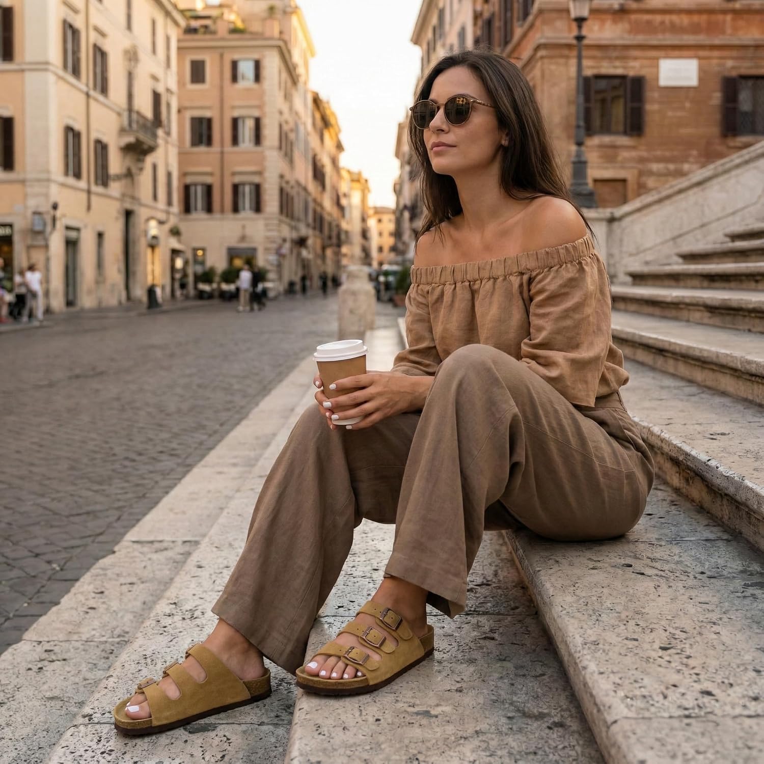 CUSHIONAIRE Women's Lela Cork footbed Sandal with +Comfort