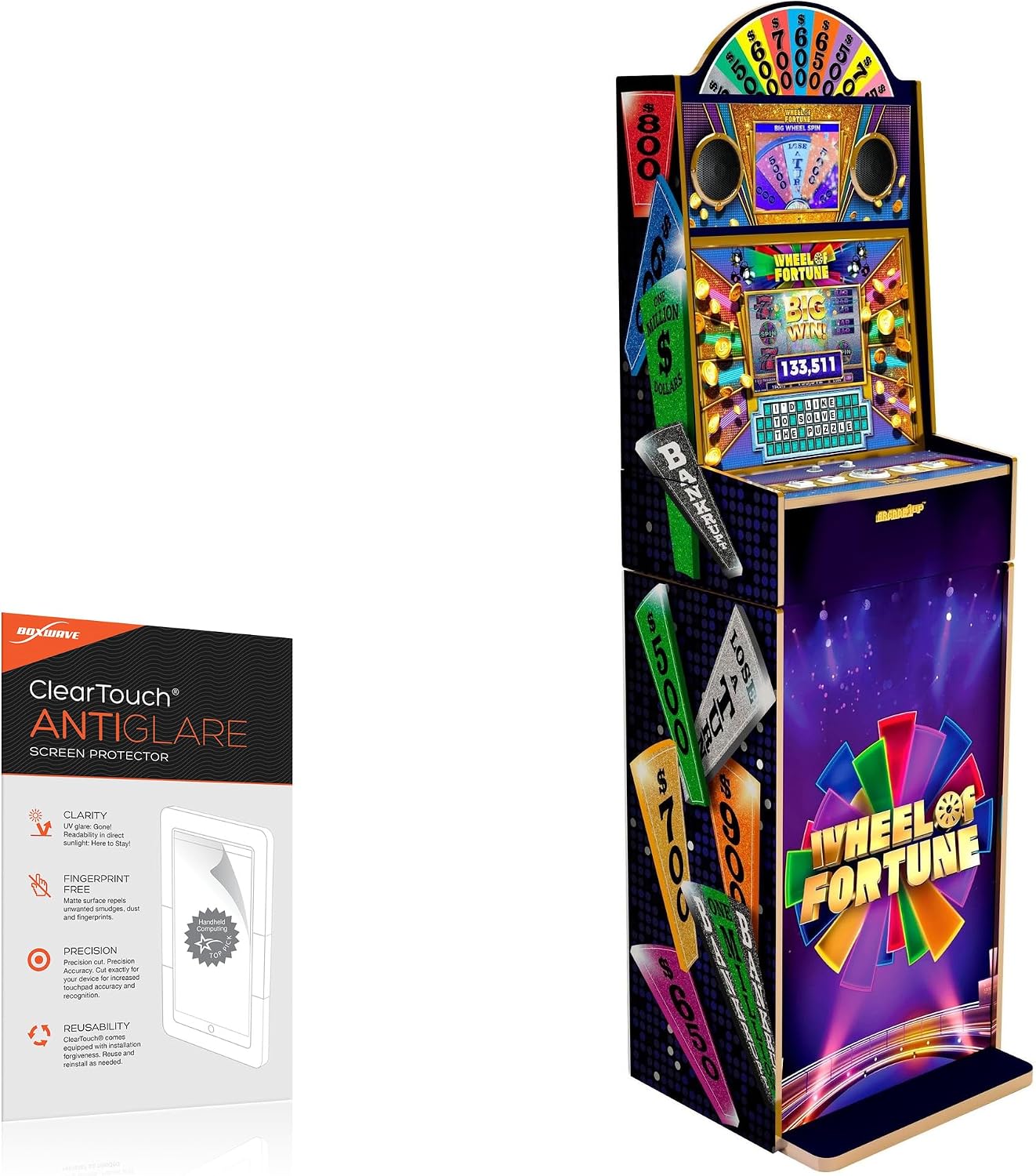 BoxWave Screen Protector Compatible with Arcade1Up Wheel of Fortune Casinocade Deluxe Arcade Game - ClearTouch Anti-Glare (2-Pack)
