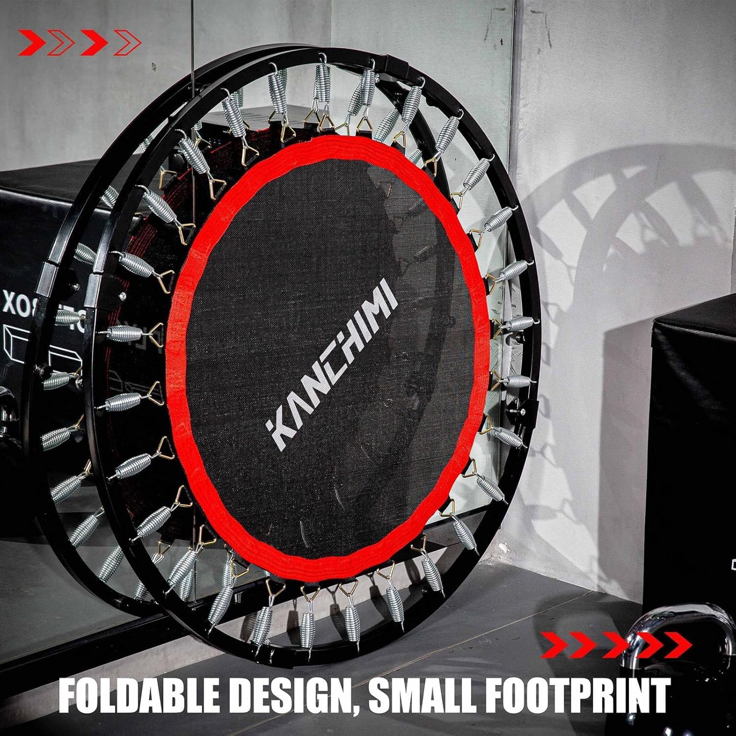 Kanchimi 40" 48" Folding Mini Fitness Indoor Exercise Workout Rebounder Trampoline with Handle, Max Load 330lbs