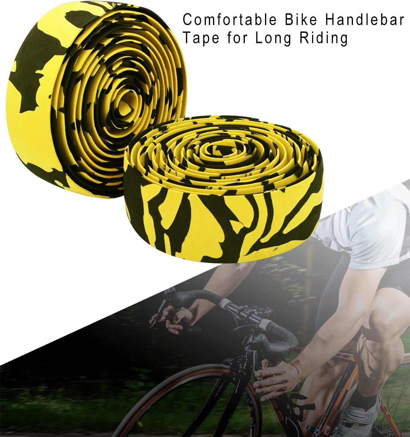 TOPCABIN Comfort Gel Road Bike EVA Handlebar Tape Bike Bar Tape Camouflage Series Tape with Reflective Bar Plugs