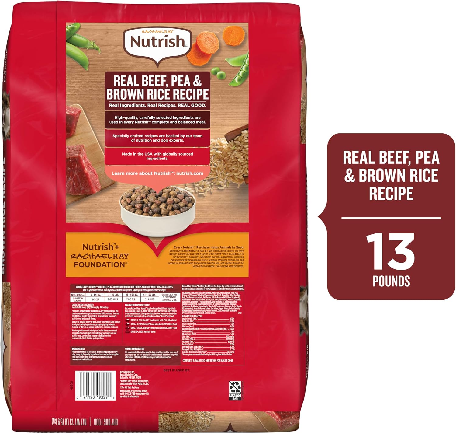 Nutrish Dry Dog Food, Beef, Pea & Brown Rice, 28 lb. Bag (Rachael Ray)