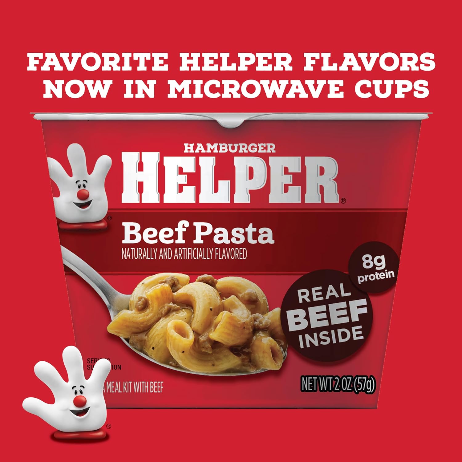 Hamburger Helper Beef Pasta Microwave Cup (2 oz - 6 Pack) No Artificial Flavors, Ready in 4 Minutes, Quick Meals for Midweek Dinners, Busy Evenings & Families On-the-Go
