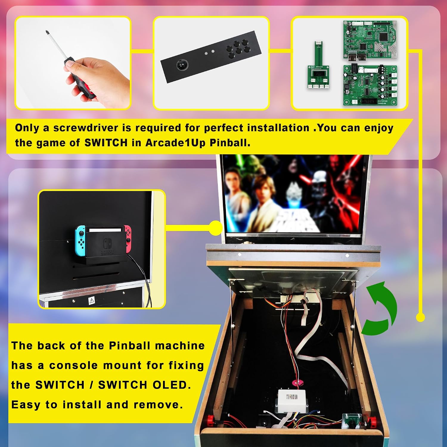 IntecGaming Switch Fighting Stick for Arcade1Up'S Digital Pinball - Expand Your arcade 1up Pinball Games, Play Your Switch on The Pinball