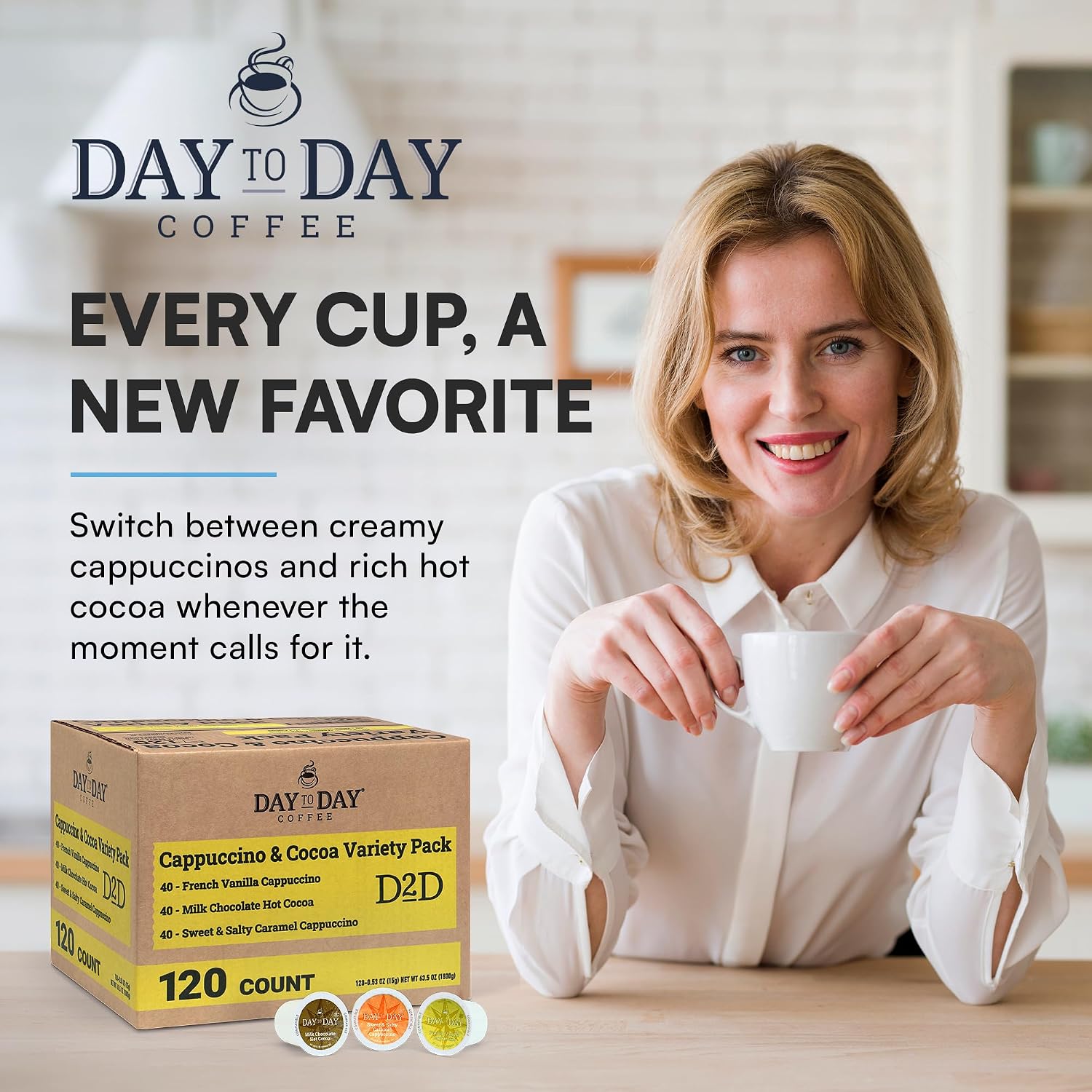 Day To Day Coffee Pods, Breakfast Blend Medium Roast, 120 Count K-Cup | Compatible with Keurig K-Cup brewers. Bulk single serve pods for everyday morning coffee at home, office or breakroom