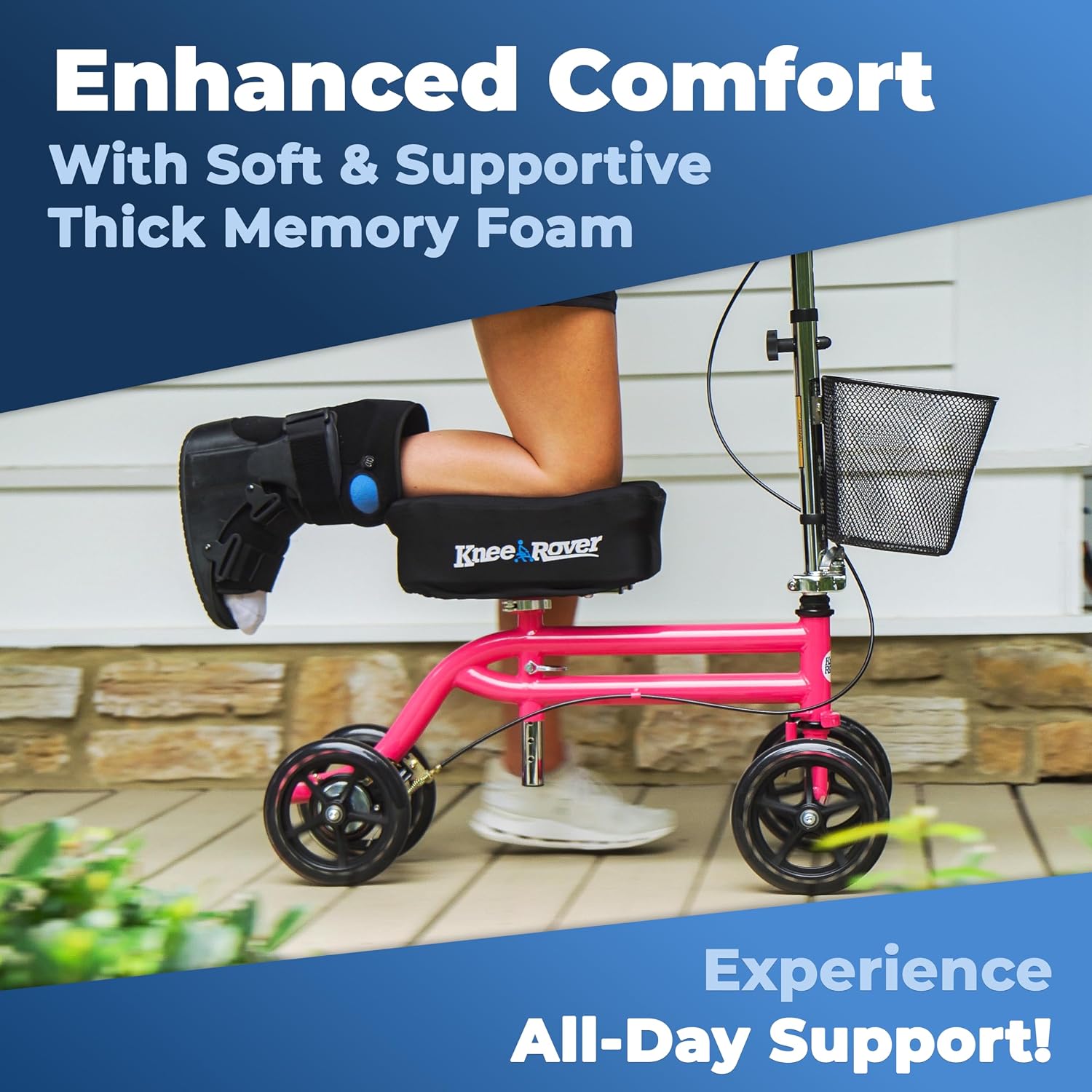 KneeRover Memory Pad Knee Scooter Pad Cover Cushion Accessory | Removable Cover, Comfortable Memory Foam Cushion Insert, Fits Most KneeRover Models