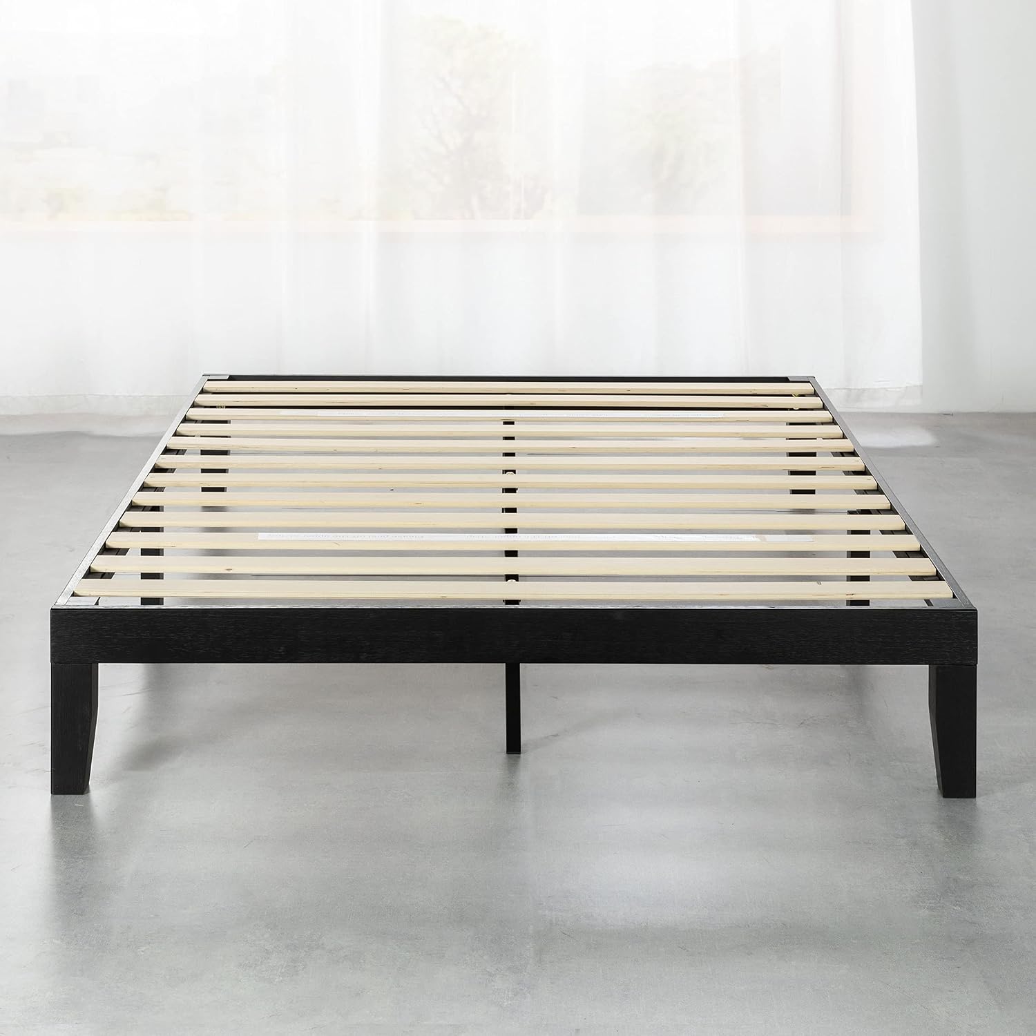 Mellow Naturalista Classic - 12 Inch Solid Wood Platform Bed with Wooden Slats, No Box Spring Needed, Easy Assembly, Queen, Pine