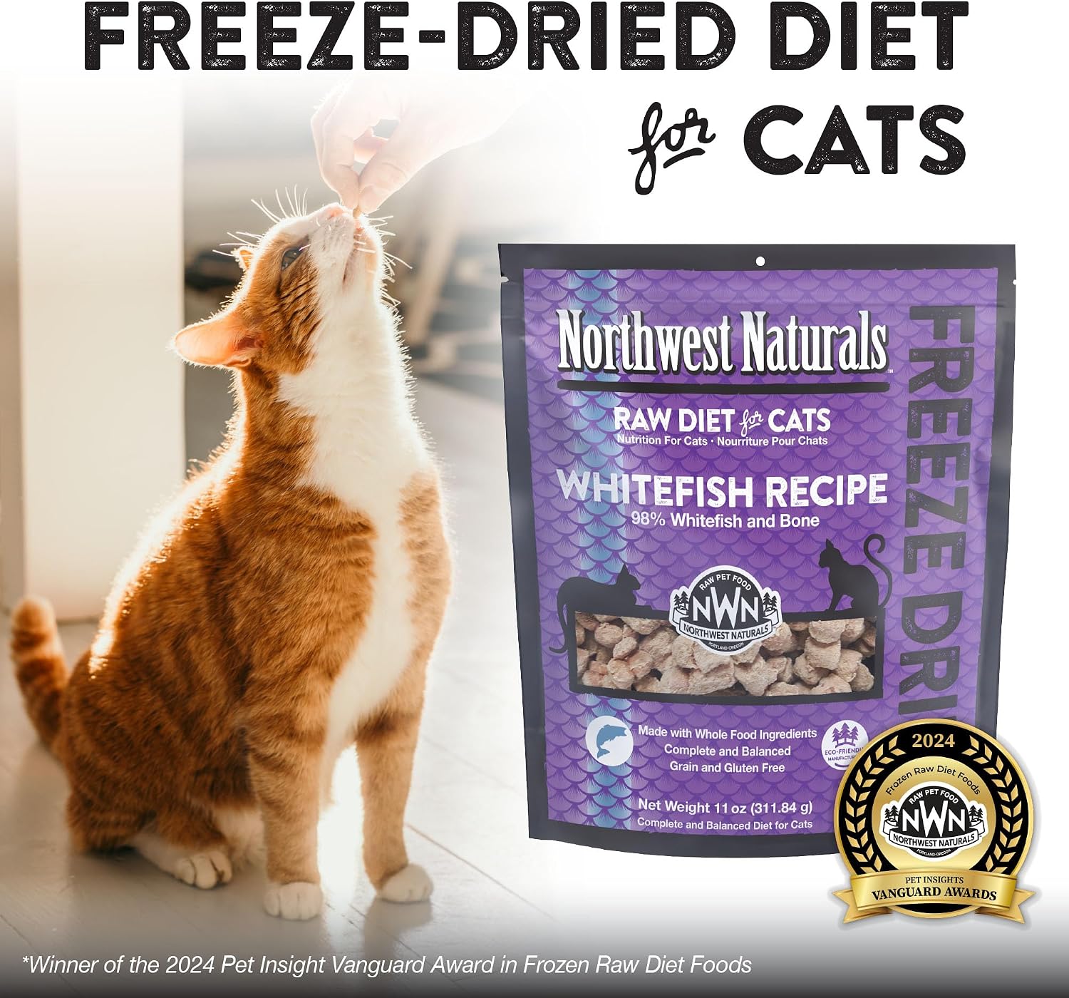 Northwest Naturals Freeze-Dried Turkey Cat & Kitten Food – Bite-Sized Nibbles – Healthy, Limited, Human-Grade Ingredients, All-Natural, High-Protein Raw Diet – Complete & Balanced, Made in USA, 11 oz