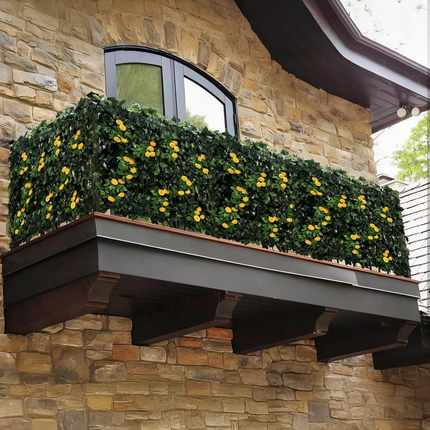 Expandable Fence Privacy Screen for Balcony Patio Outdoor,Decorative Faux Ivy Fencing Panel,Artificial Hedges (Single Sided Leaves)……