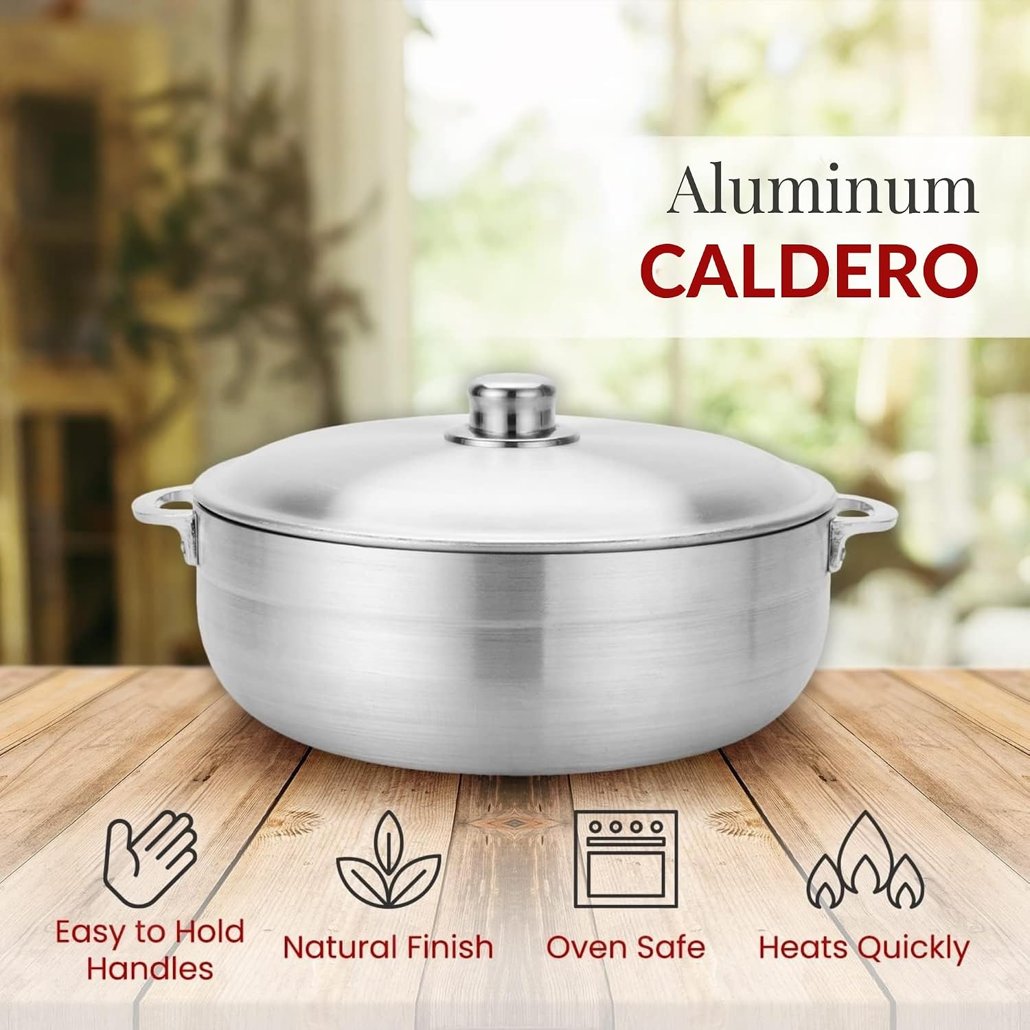 Alpine Cuisine 13-Quart Nonstick Aluminum Caldero Pot | Heavy-Duty Dutch Oven for Large Family Meals, Stews & Rice