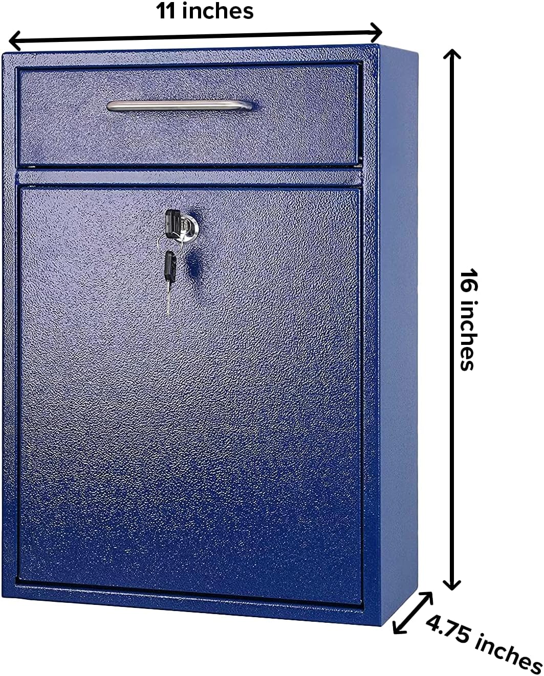 Wall Mounted Locking Vertical Dropbox Mailbox - Safe and Secure (Large) | Made with Galvanized Steel (Black)