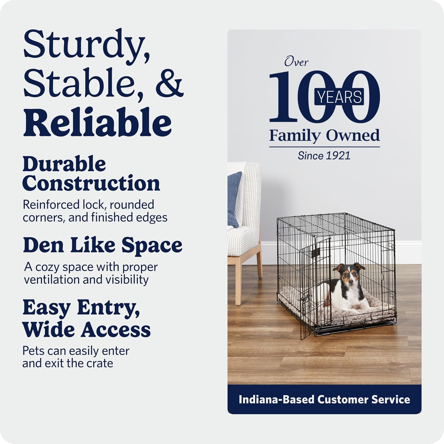 MidWest Homes for Pets 48-Inch iCrate for Extra-Large Breeds, 90-110 lbs, Single Door Folding Dog Crate with Divider Panel, Leak-Proof Tray & Secure Latches, Portable, Durable & Easy to Assemble