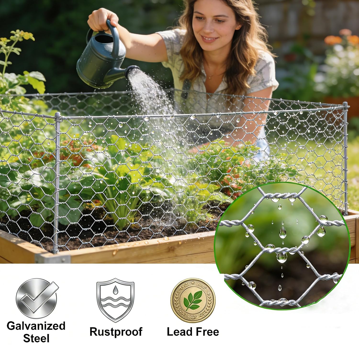 Amagabeli Chicken Wire Fencing Poultry Wire Netting 36inch x 50ft 2 Inch Hexagonal Galvanized Mesh Garden Fence Animal Barrier for Garden Protection Craft Rabbit Cage Dog Roll Chicken Coop Accessories