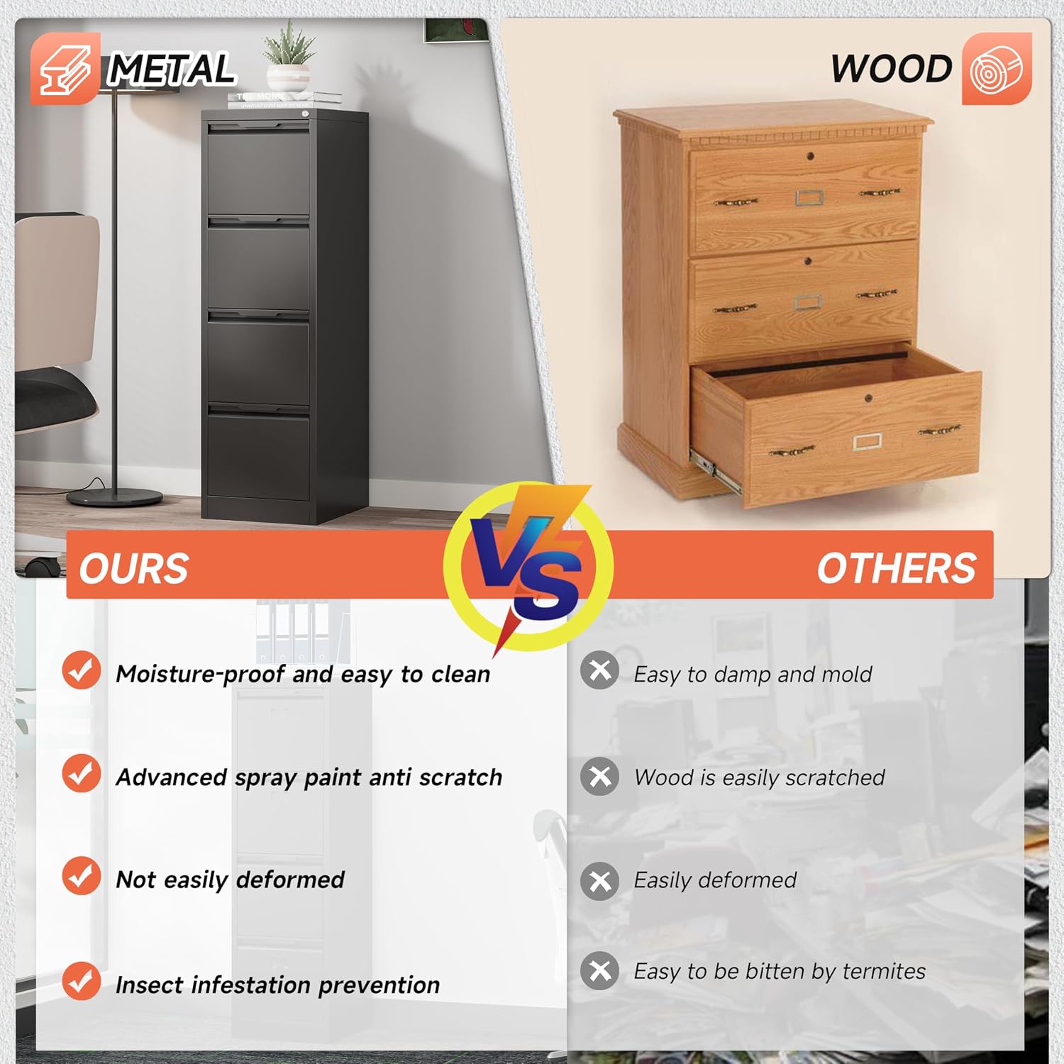 3 Drawer File Cabinet with Lock,Vertical Filing Cabinets for Home Office,Heavy Duty Metal File Cabinet for Hanging A4/Letter/Legal Size File,Vertical File Cabinet 15" W X 17.8" D X 38.3" H-Black