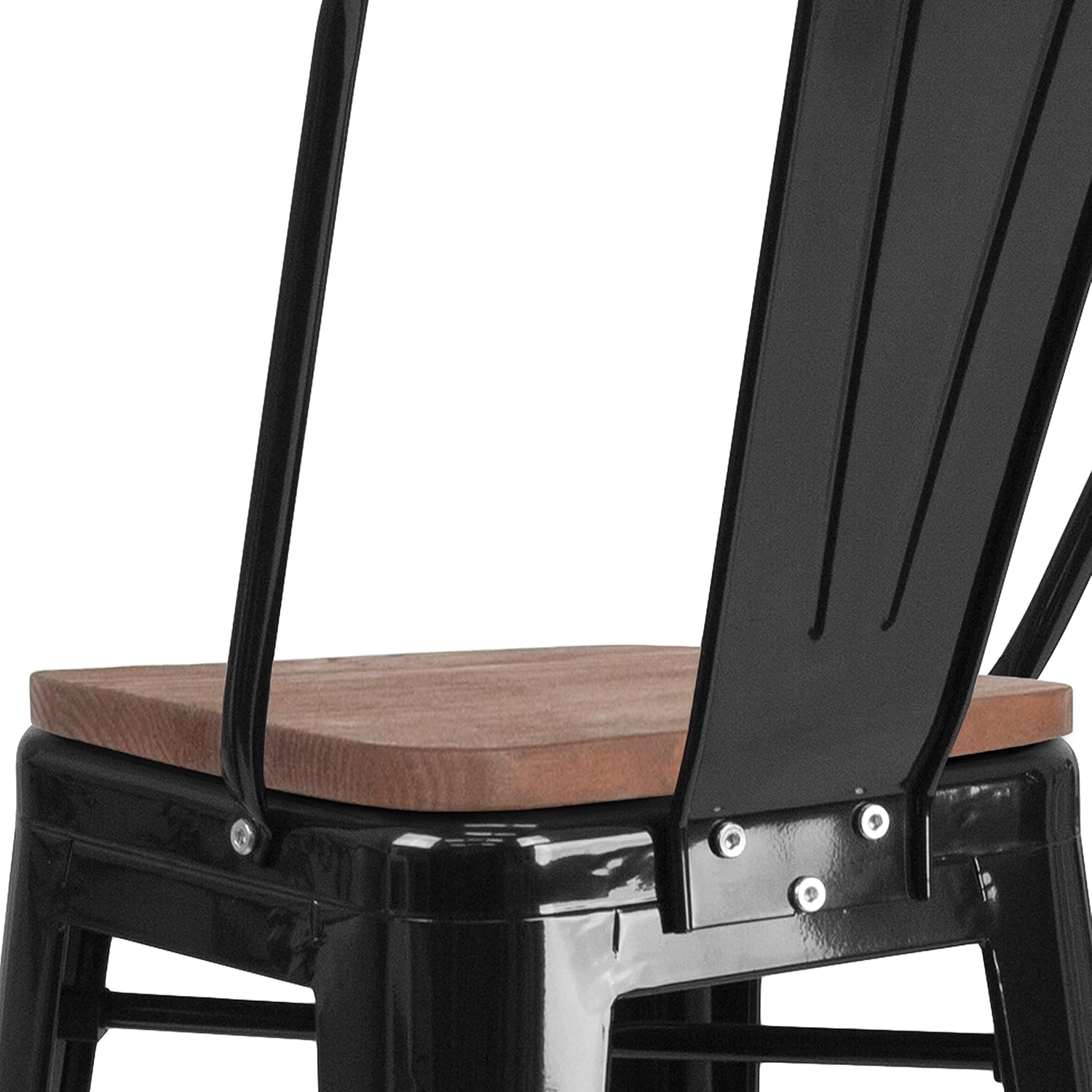 Flash Furniture 30 in Metal Barstool with Back, Blue | Commercial Grade, Removable Back, Indoor/Outdoor Use