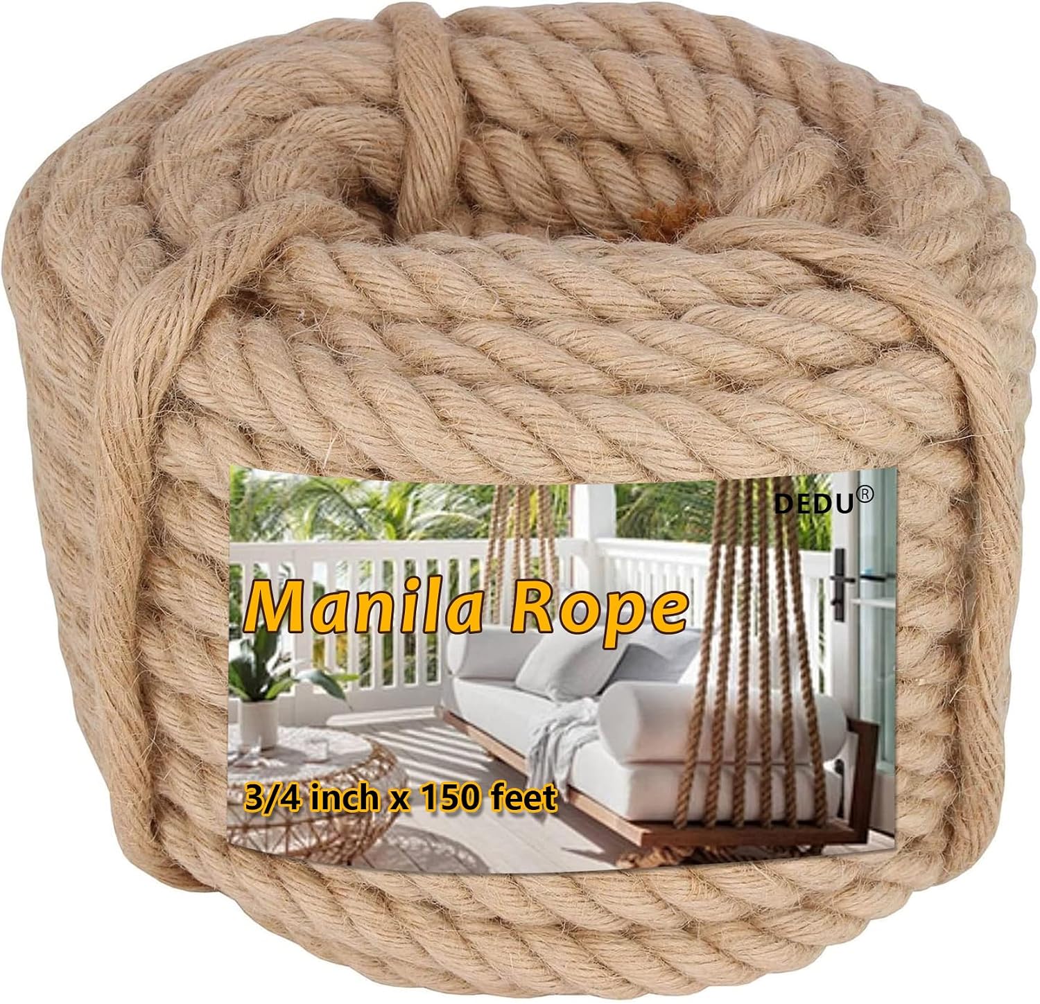 1" X 100' Treated Manila Rope Boat Docks Tree Farm Dock Deck