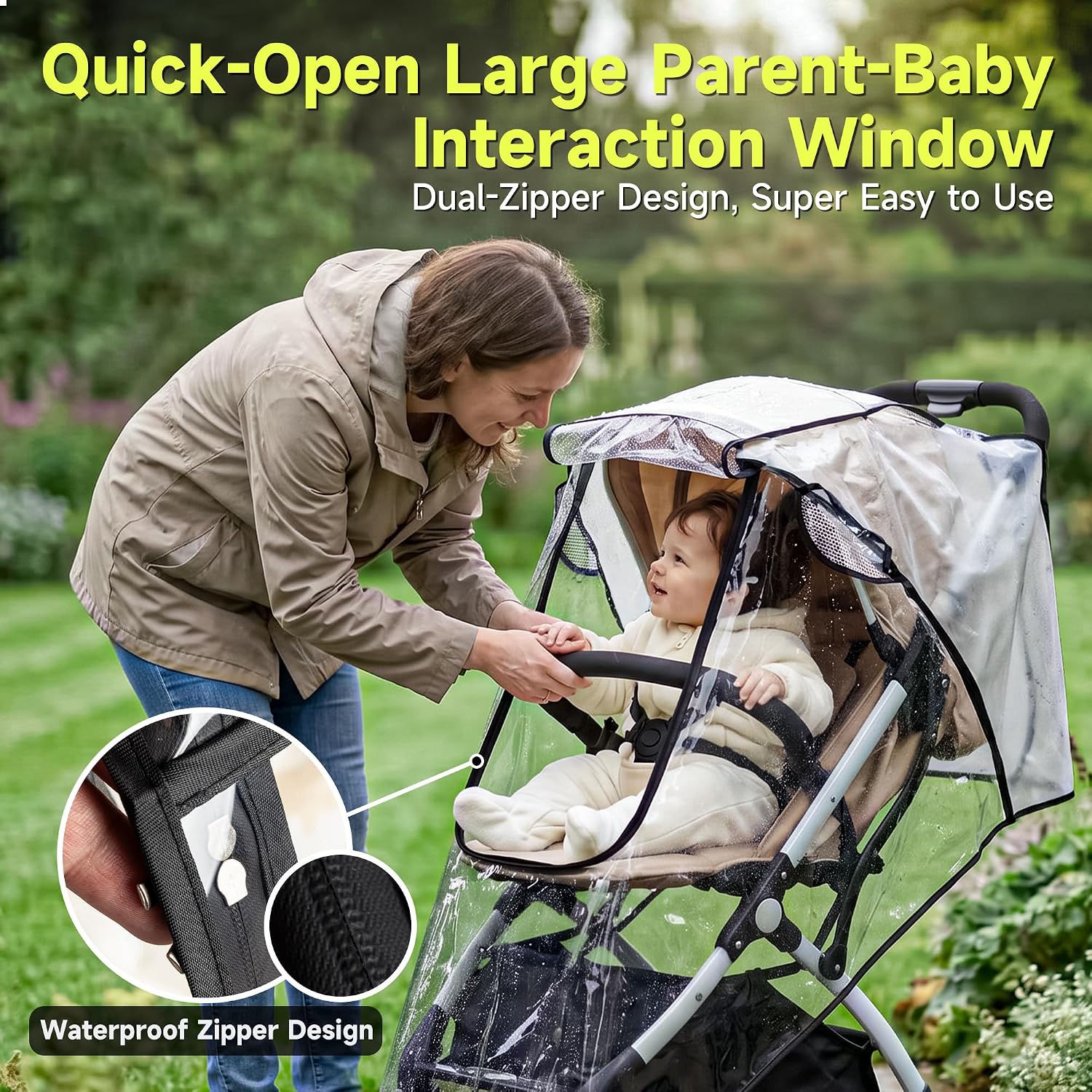 Bemece Stroller Rain Cover, Universal Stroller Accessory, Baby Travel Weather Shield, Windproof and Waterproof, Protect from Dust and Snow
