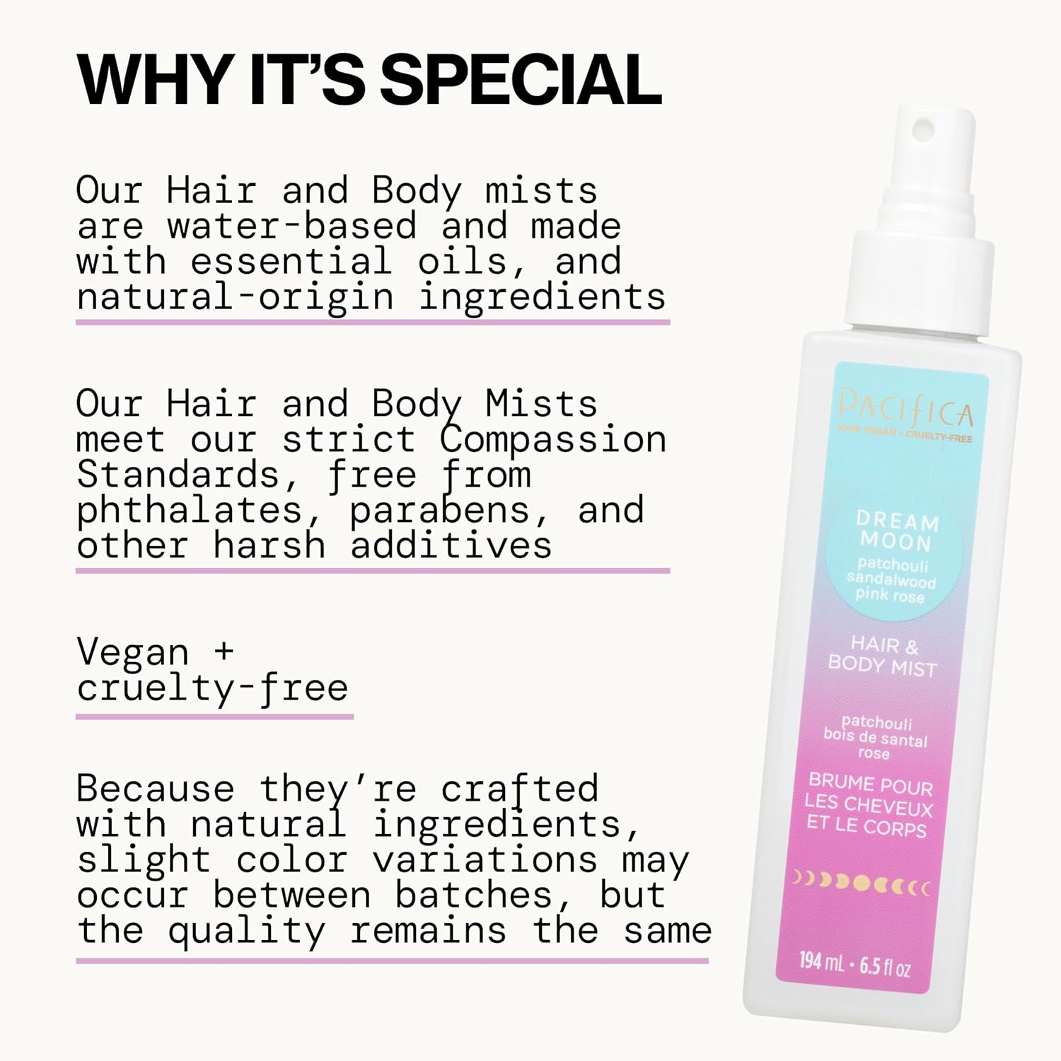 Pacifica Island Vanilla Hair Mist Perfume and Full Body Spray for Women - Fragrance Spray for A Mood-Lifting Experience, Paraben-Free, Clean Beauty No Alcohol, Vegan & Cruelty-Free, 6 oz oz