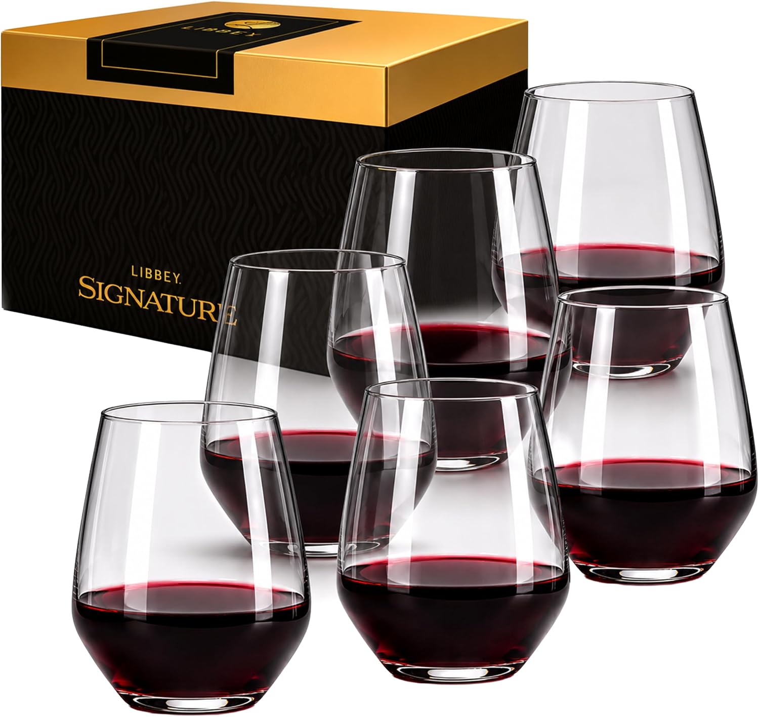 Libbey Signature Red Wine Glasses Set of 4, Seamless 24 Oz Wine Glasses for Cabernet, Merlot, and More, Stemmed Wine Glasses for All Occasions