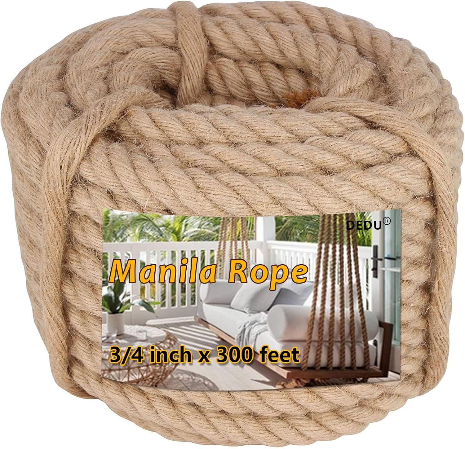 1" X 100' Treated Manila Rope Boat Docks Tree Farm Dock Deck