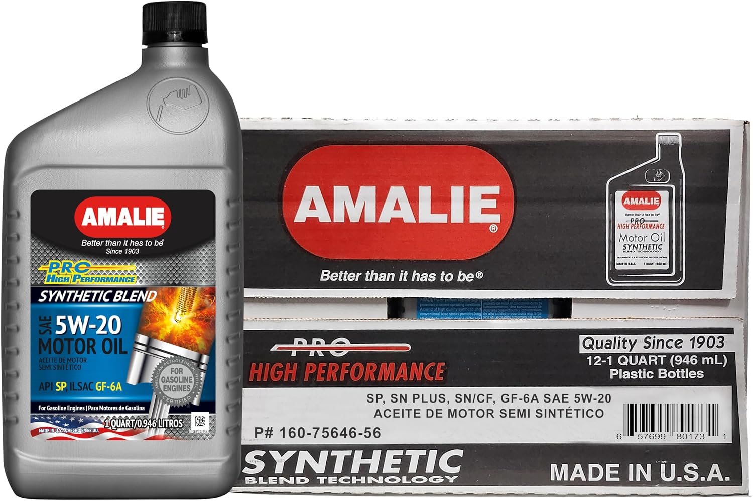 Pro High Performance Synthetic Blend 15W-50 Motor Oil (160-75636-56) 1 Quart Bottle, Pack of 12 | Made in USA
