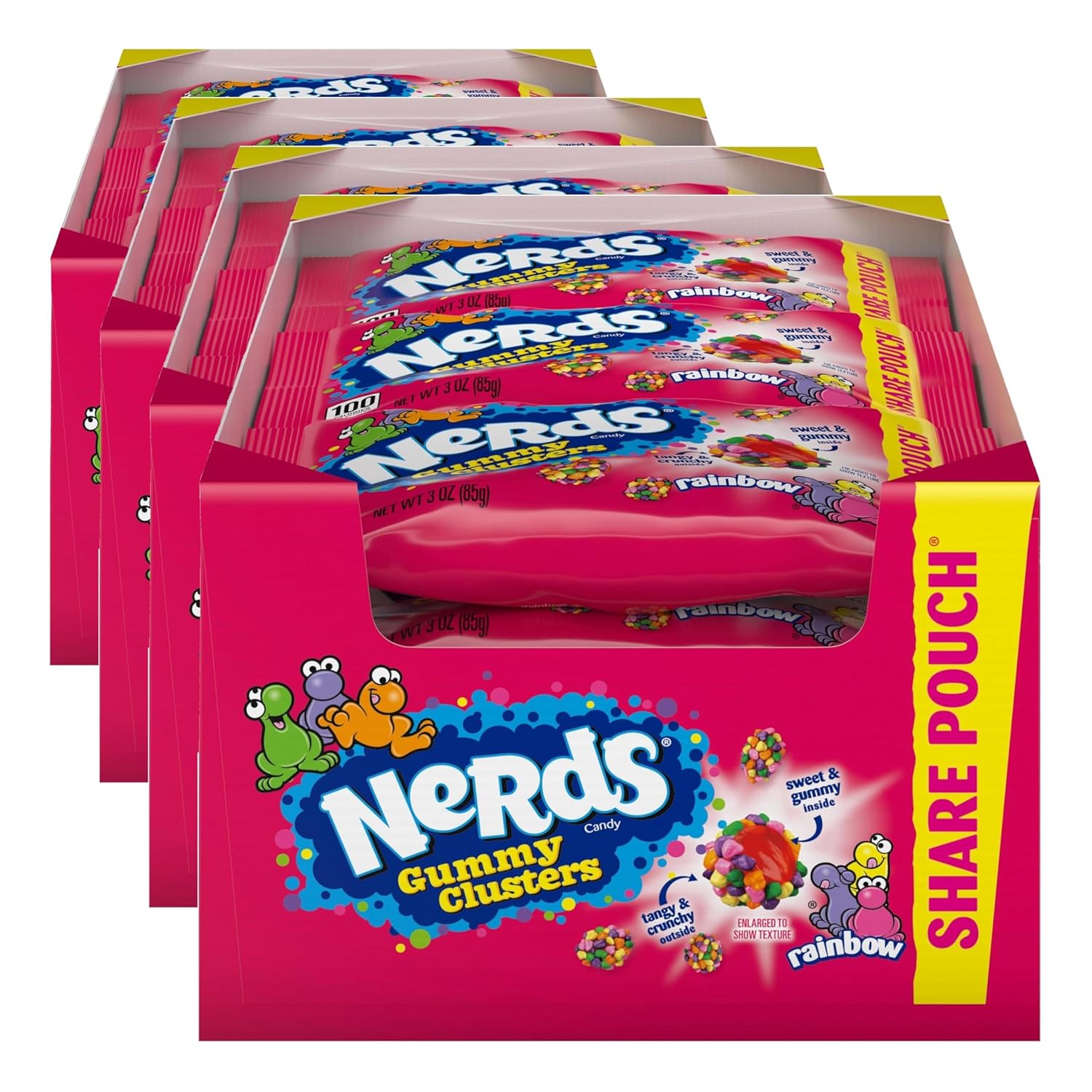 Nerds, Gummy Clusters Candy, Rainbow, Crunchy and Gummy, 8 Ounce
