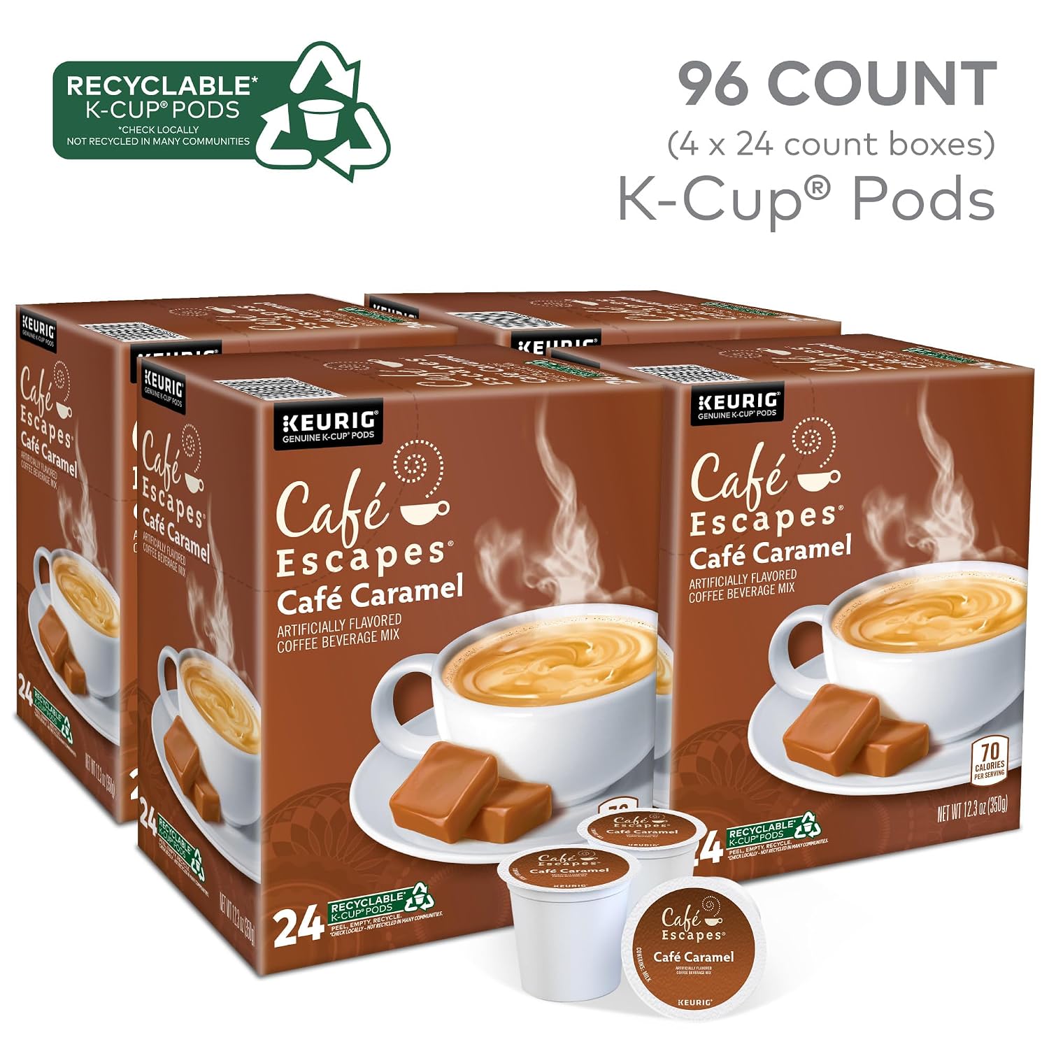 Cafe Escapes Milk Chocolate Hot Cocoa Keurig Single-Serve K-Cup Pods, 96 Count