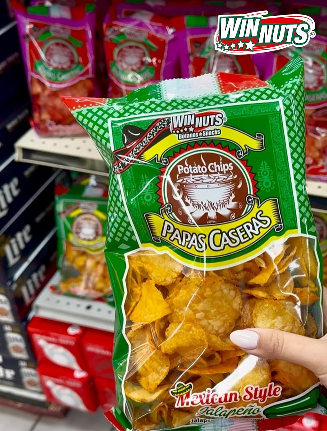 WINNUTS Jalapeño Chips Kettle Cooked (3 Pack, 5.6 oz Each) | Authentic Mexican Style Spicy Potatoes Chips | Homestyle "Papa Casera" for Parties