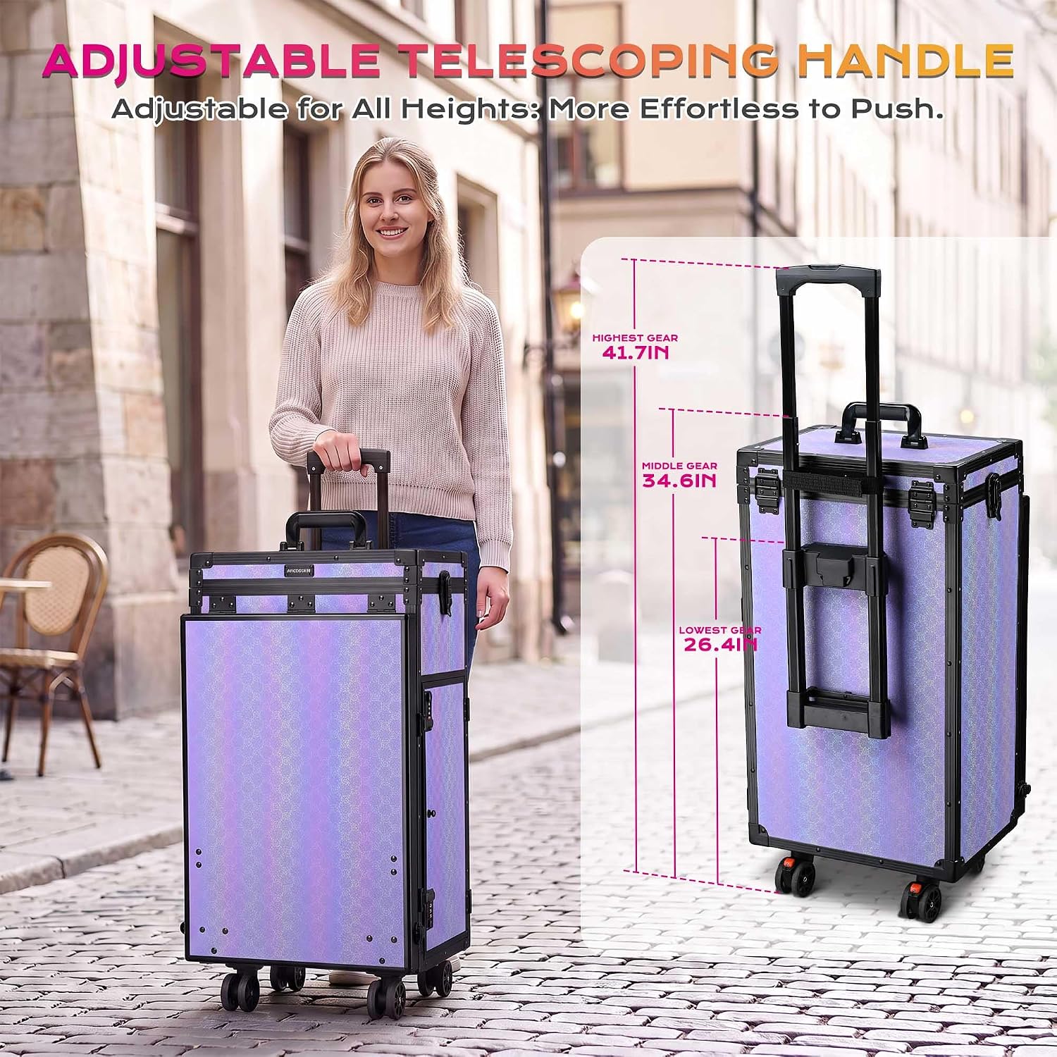 BYOOTIQUE Portable Nail Desk with 4 Storage Drawer Rolling Manicure Table