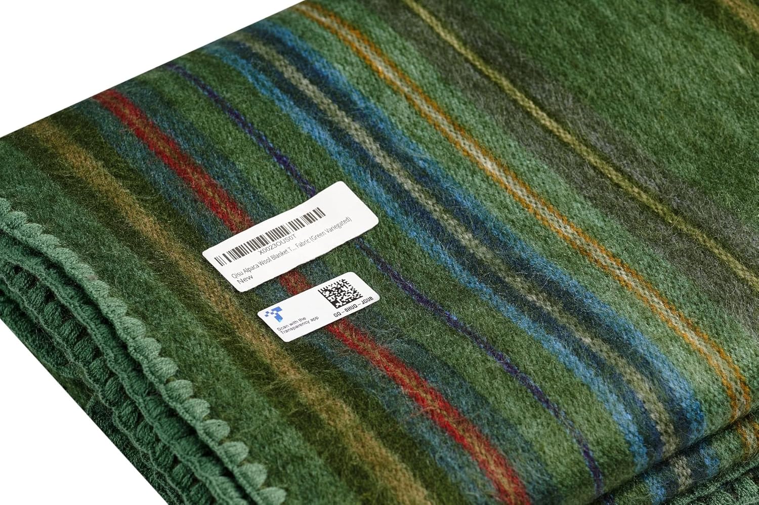 QISU Alpaca Wool Blanket Throw | Large, Beautiful, Warm, Variegated | 85 x 65 inches | Ultra-Soft, Hypoallergenic and Breathable | Non-Itchy or Scratchy Fabric (Green Variegated)