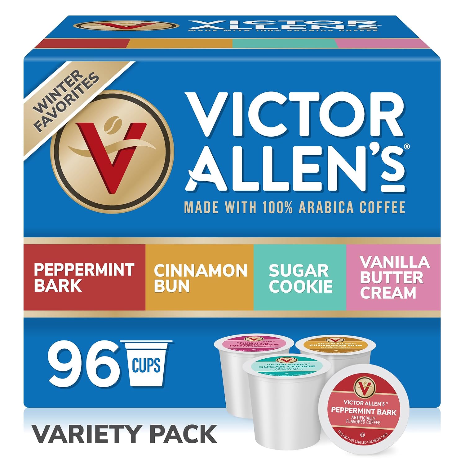 Flavored & Unflavored Coffee Variety Pack for K-Cup® Keurig 2.0® Brewers, 96 Count Victor Allen’s Coffee® Single Serve Coffee Pods
