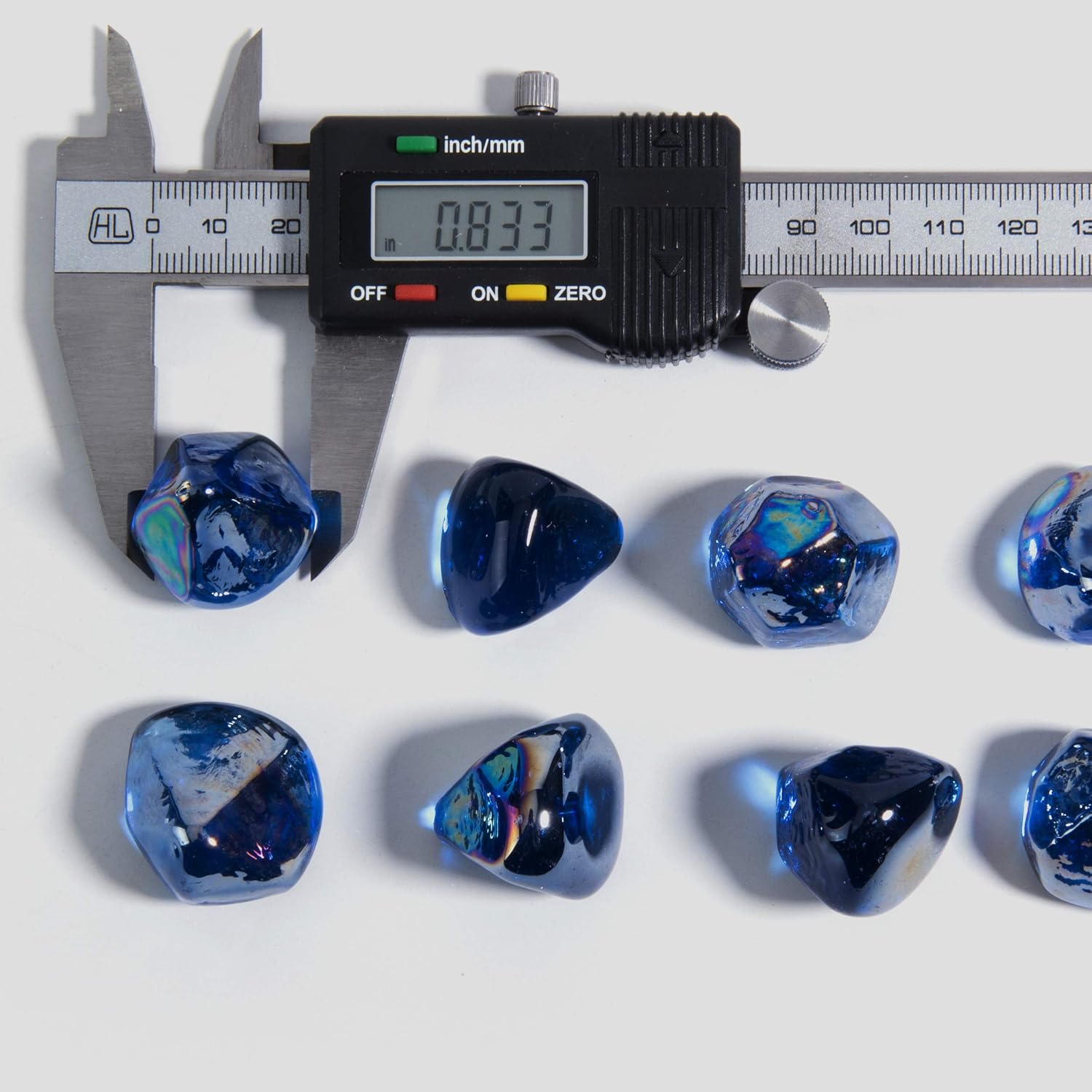 Fire Glass Diamond 1 Inch Fire Pit Glass Rocks for Propane or Gas Fire Pit （10 Pounds Margarita Azura Blue ） Gift Package