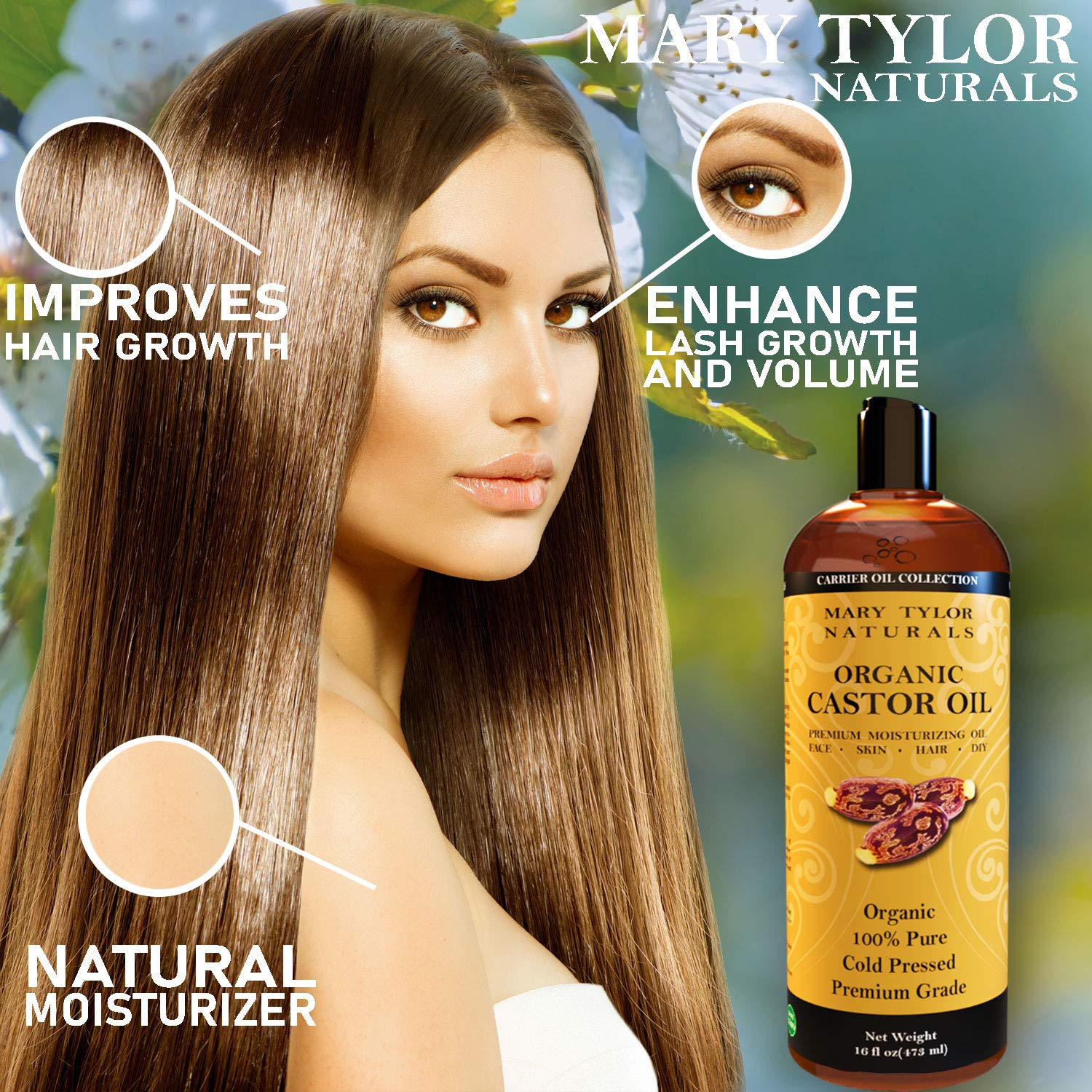 Mary Tylor Naturals Castor Oil 16 oz — Pure and Natural Cold Pressed, Hexane Free