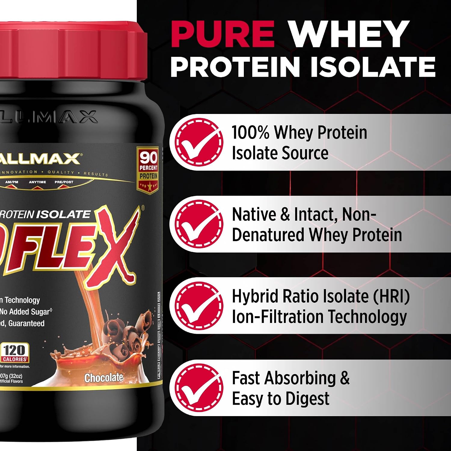 ALLMAX ISOFLEX Whey Protein Isolate, Chocolate Peanut Butter, 5 lb