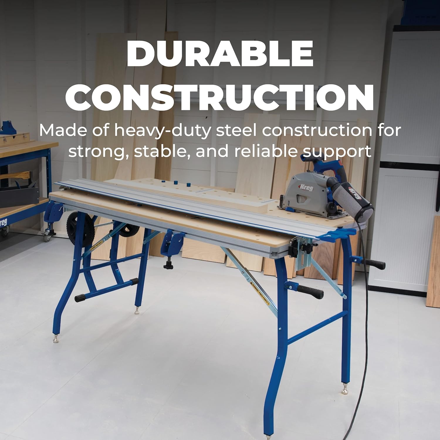 Kreg Adaptive Cutting System Bundle with 62 Inch Guide Track, Project Table Base, Table Top, and 6-1/2 Inch Plunge Saw Kit for Woodworking