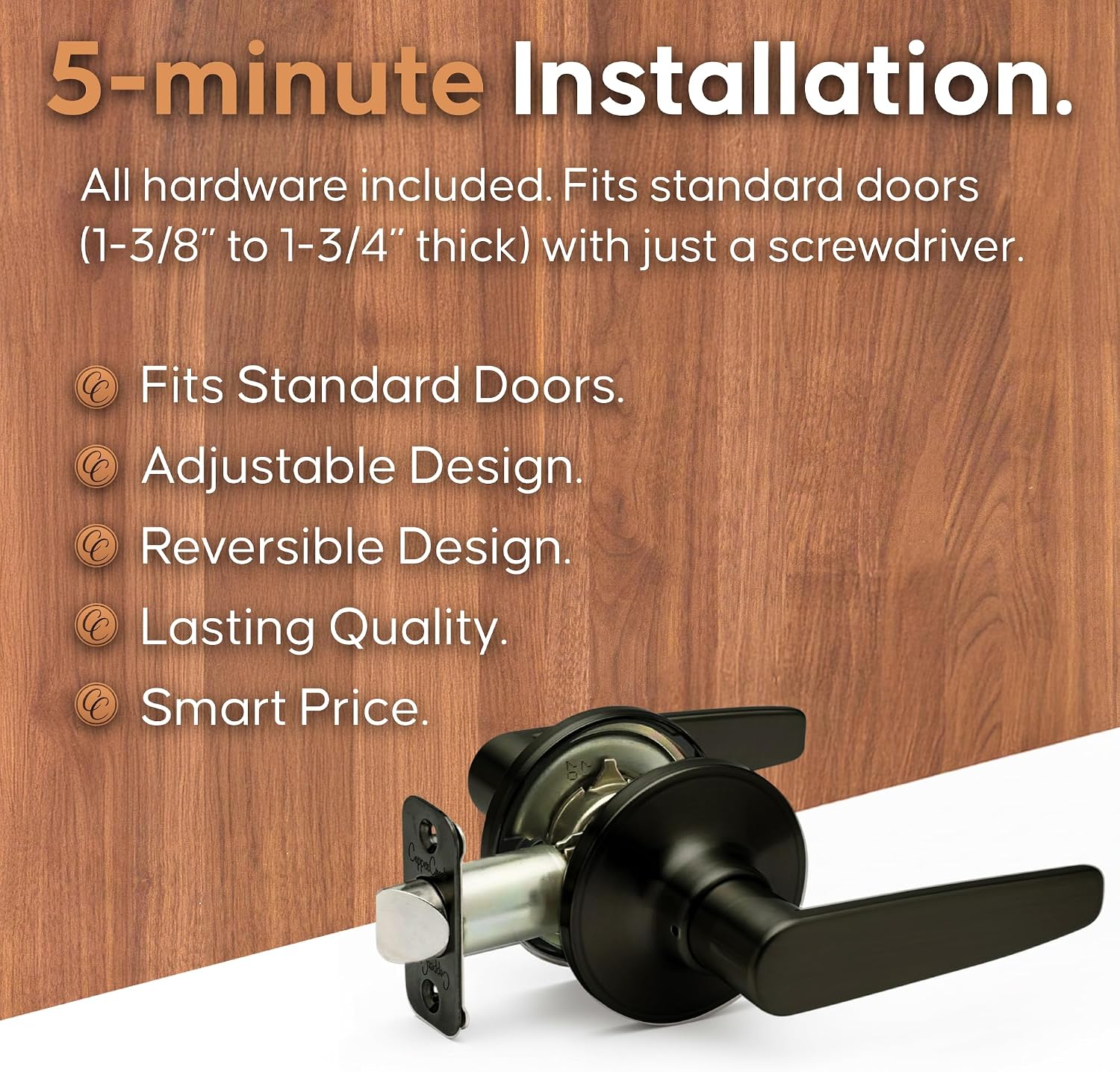 Copper Creek DL1231SS Daley Push Button Privacy Door Lever, Satin Stainless