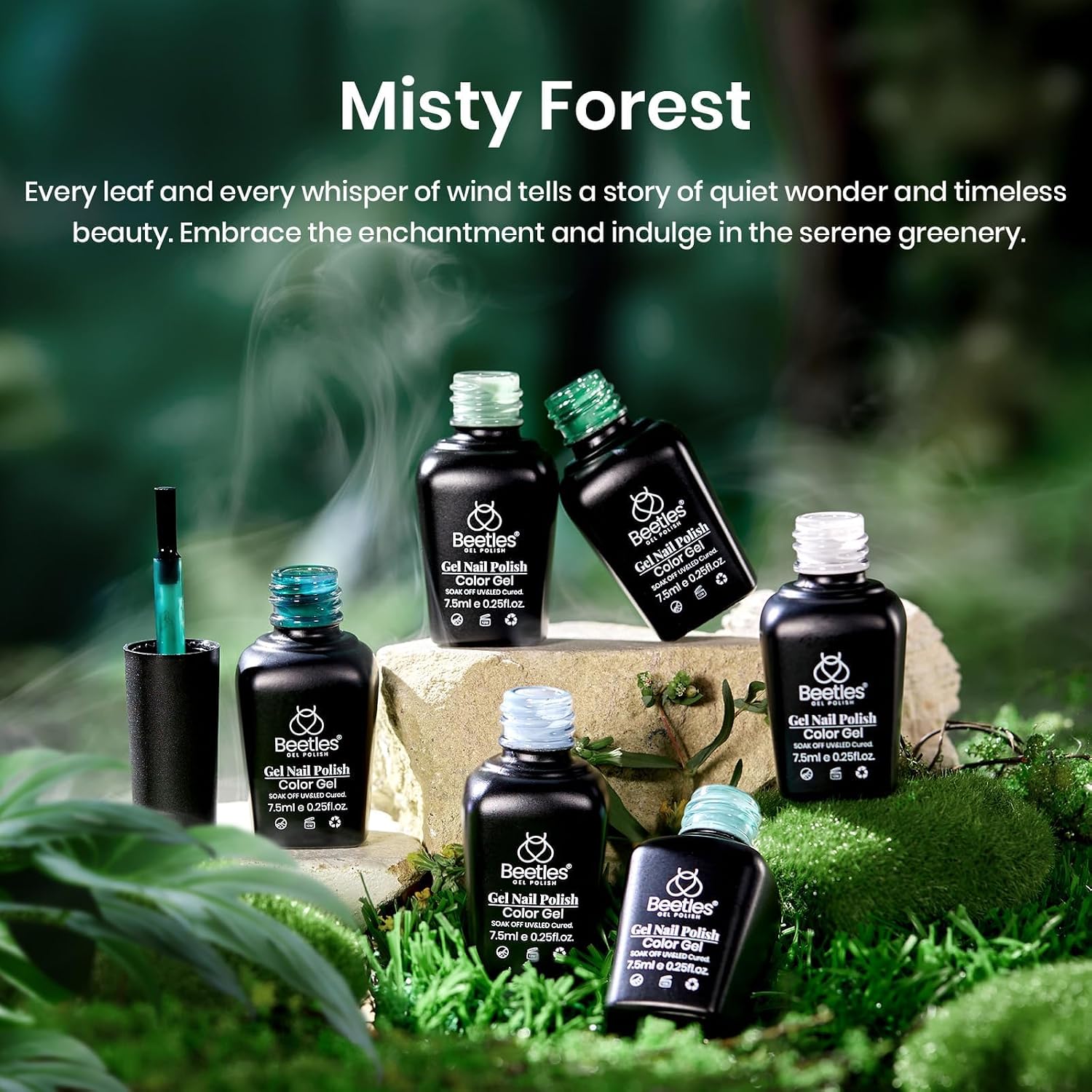 Beetles Green Gel Polish Set, 6 Colors Misty Forest Collection