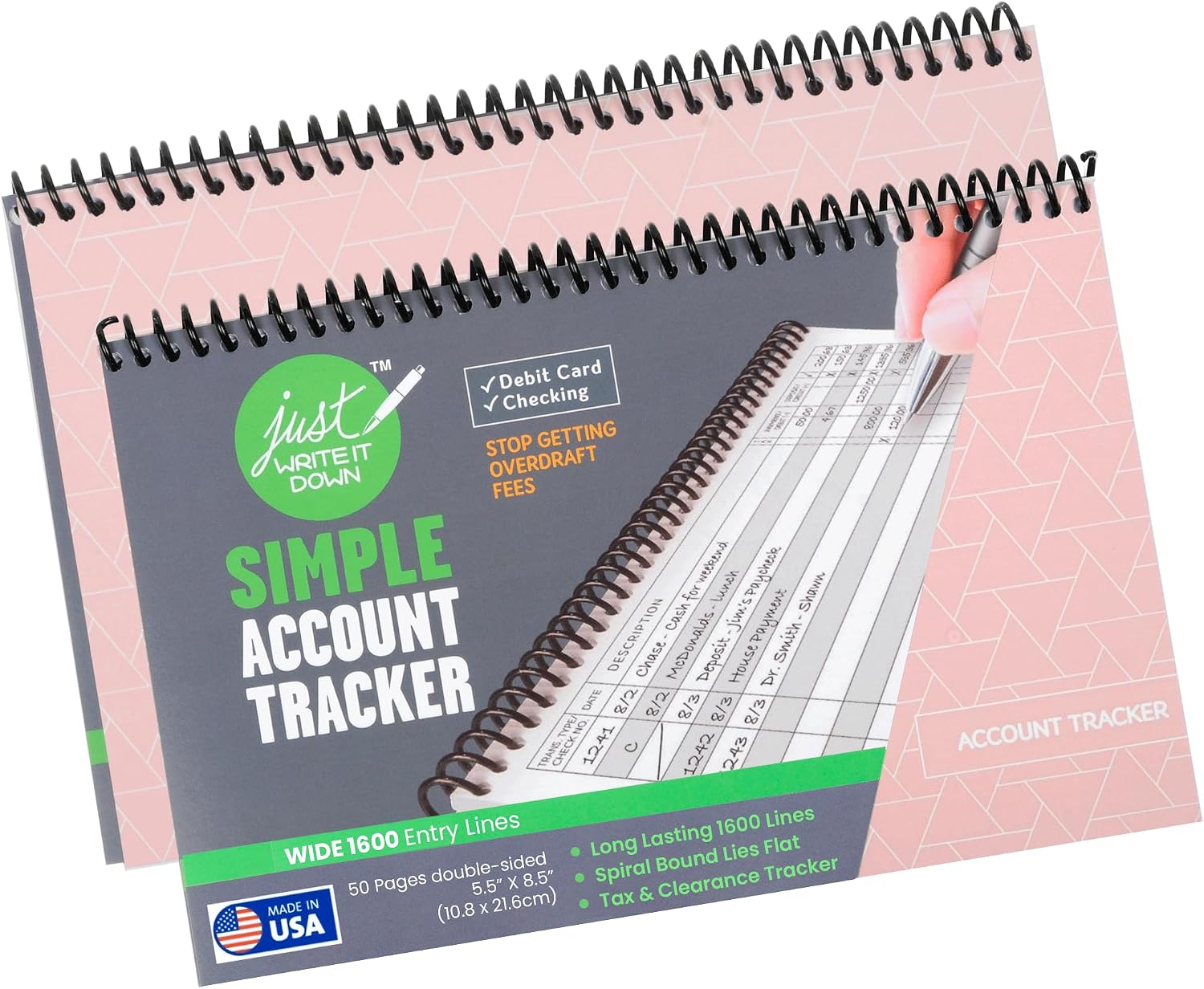 The Superior Register - Simple Account Tracker - Big Checkbook Register & Financial Ledger - Debit Card Register - Bank Register - 1 Pack, Teal, Wide Edition