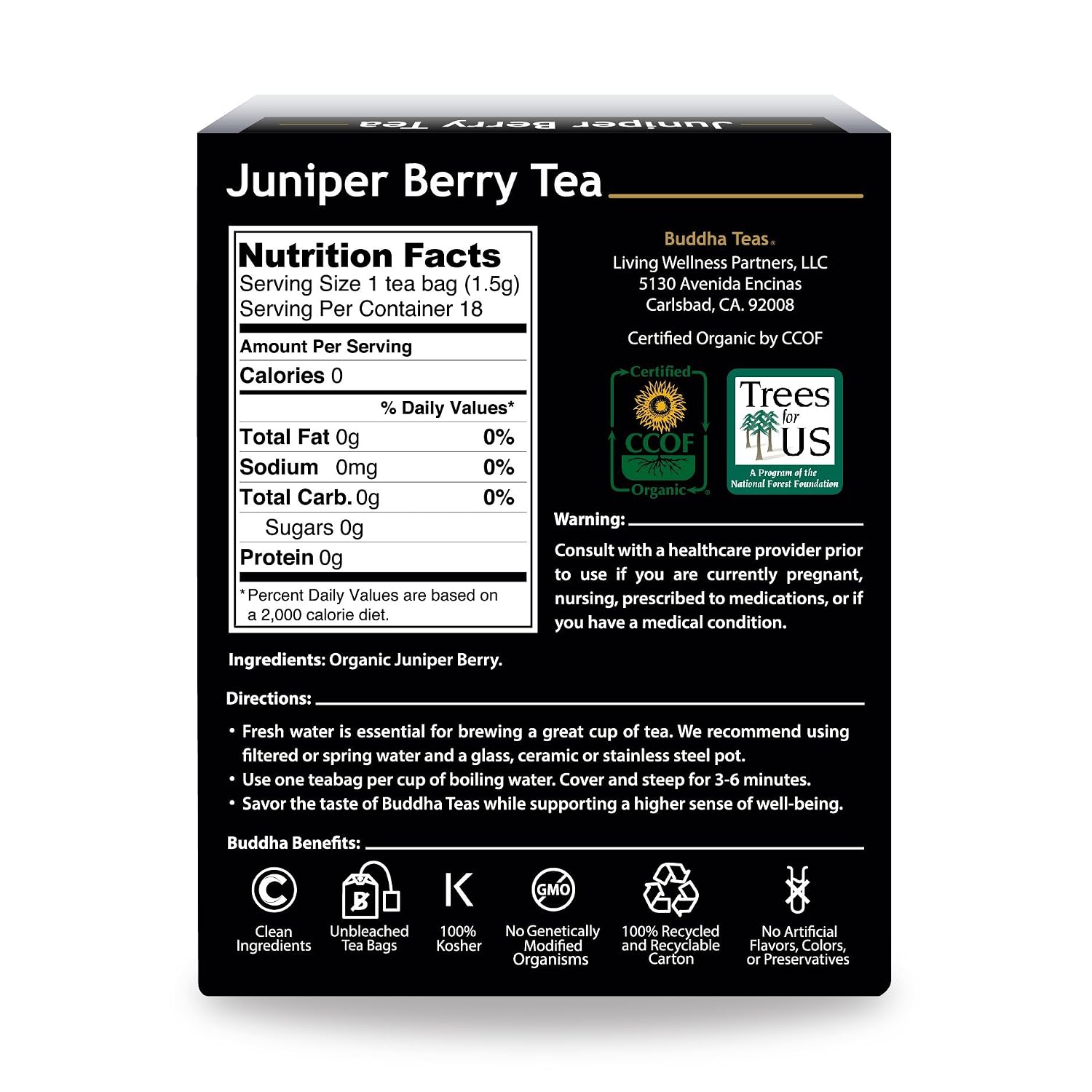 Buddha Teas Organic Hawthorn Berry Tea - OU Kosher, USDA Organic, CCOF, 18 Bleach-Free Tea Bags