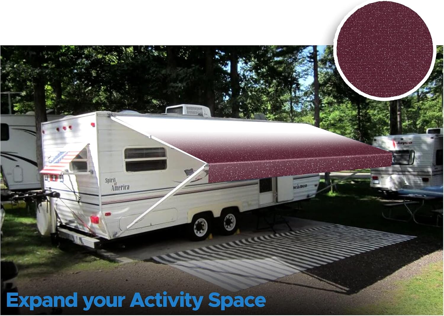SunWave Premium Vinyl RV Canopy | Awning Fabric Replacement (20', Grey Fade)
