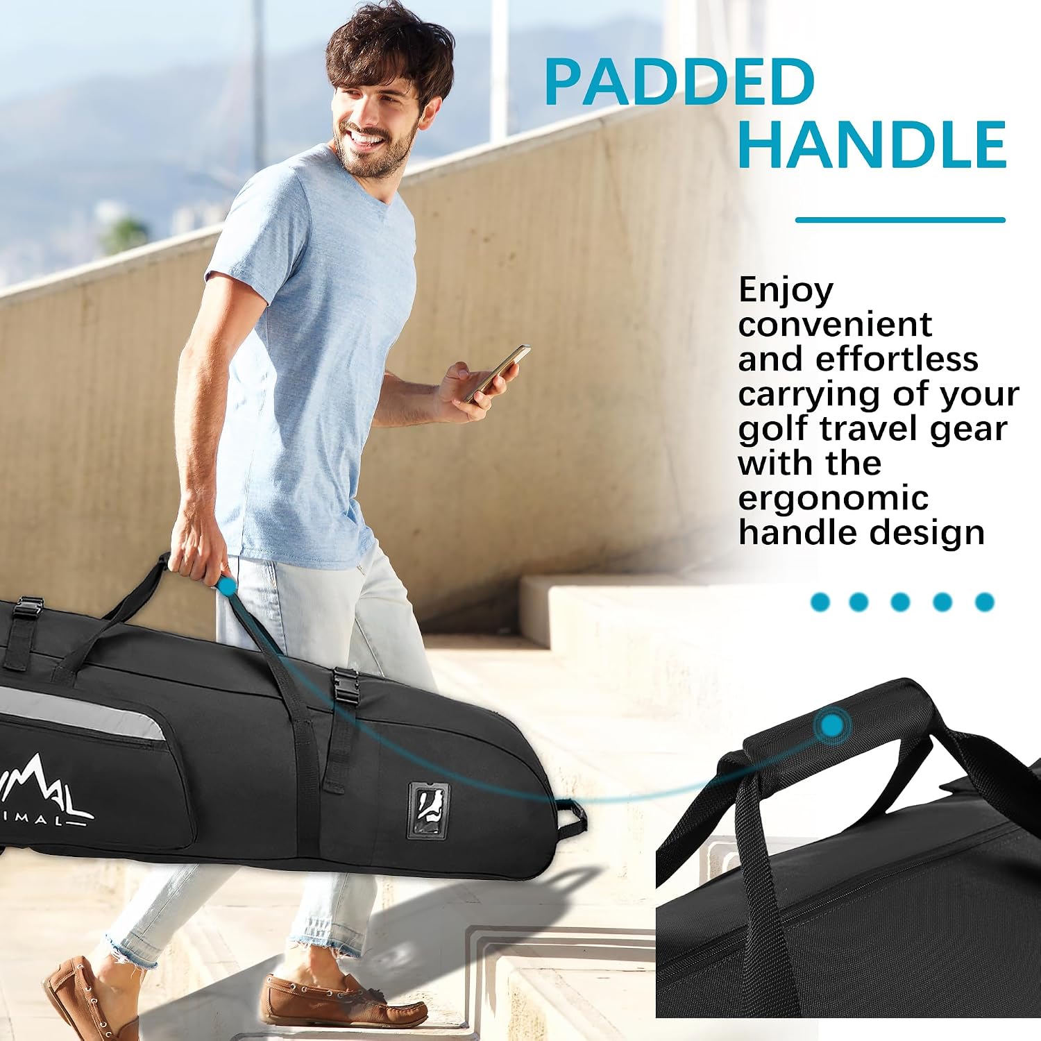 Himal Outdoors Soft-Sided Golf Travel Bag with Wheels, 600D Oxford Fabric | Water-Resistant 600D Oxford, Soft-Sided Design, Rolling Wheels, Excellent Zipper, Universal Fit, Airline Travel