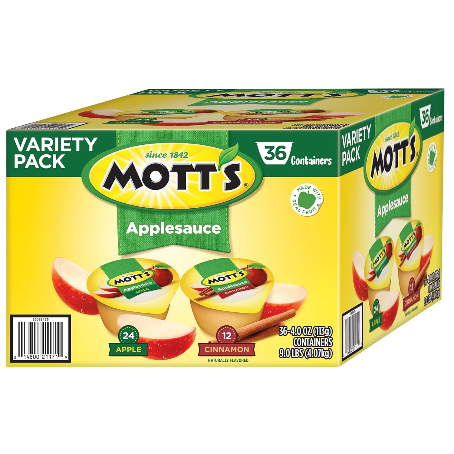 Mott's Applesauce, 4 Oz Cups, 36 Count, No Artificial Flavors, Good Source of Vitamin C, Nutritious Option for The Whole Family
