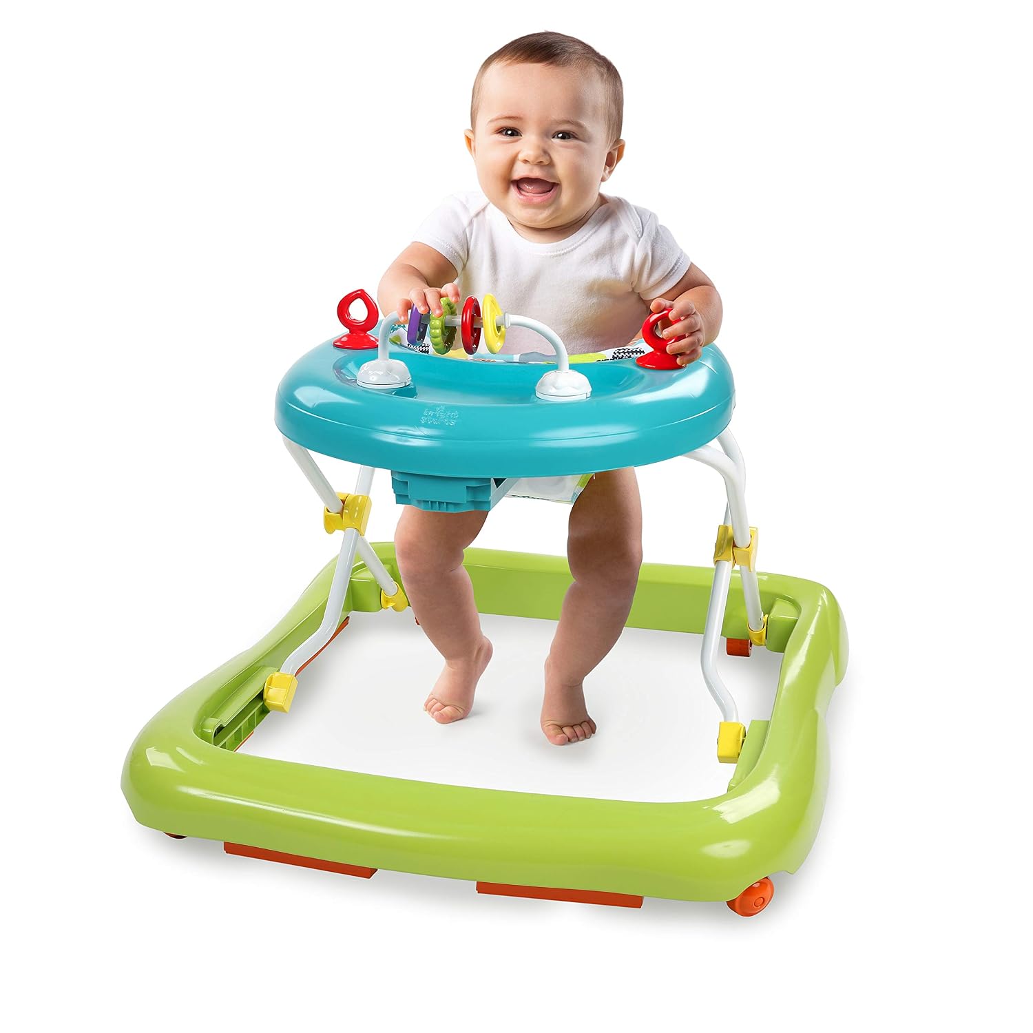 Bright Starts JuneBerry Walk-A-Bout Baby Walker and Entertainer, with Easy Fold Frame for Storage, Ages 6 Months +