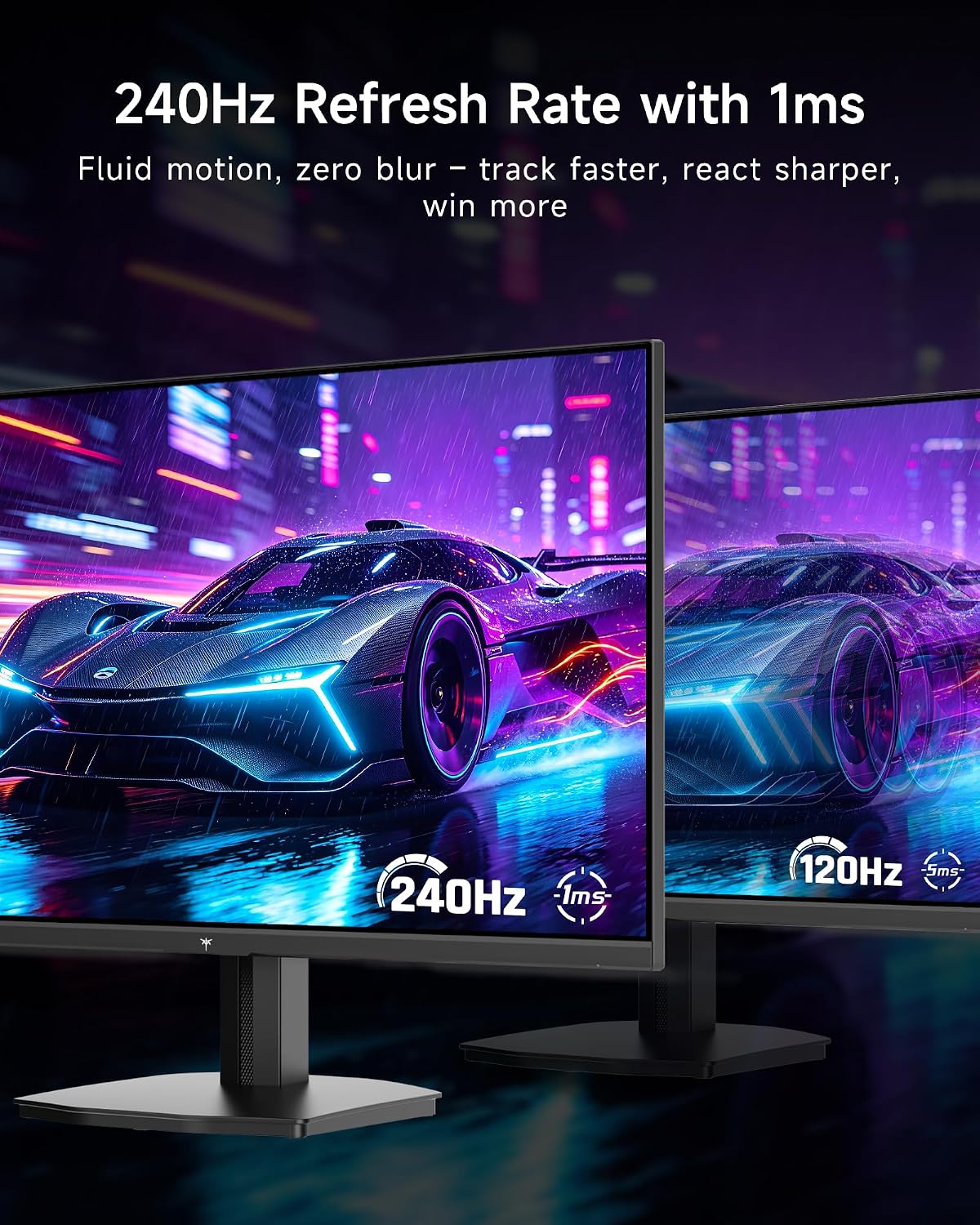 KTC 24.5 Inch Gaming Monitor, 180Hz OC 200Hz Monitor FHD, Fast IPS, H25T7 | 1080P Monitors 1ms, 128% sRGB HDR10, Adaptive Sync, HDMI DP, VESA Tilt Adjustable for Xbox PS5 Switch, HDMI Cable Inc.