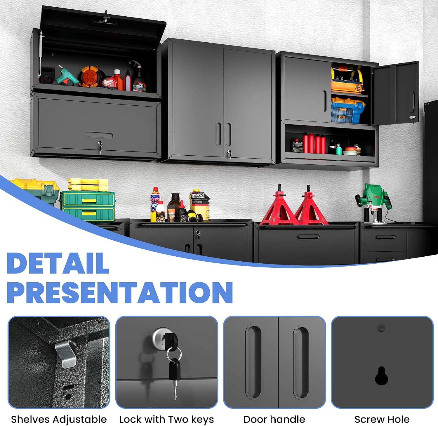 Metal Storage Cabinet for Garage, Tool Cabinet, Utility Cabinet | Wheeled, Rolling Tool Cabinet, 6 Drawers, Top Countertop, Pegboard, Assembly Required, Black