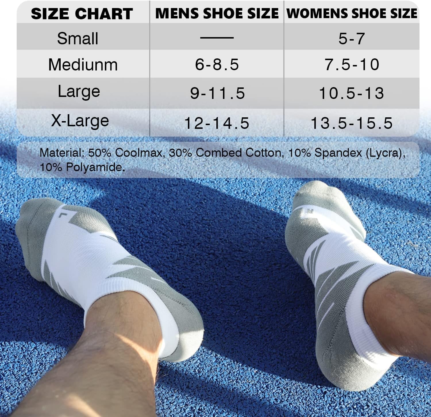 Hylaea Unisex Coolmax No Show Athletic Running Socks, Cushioned No Blisters