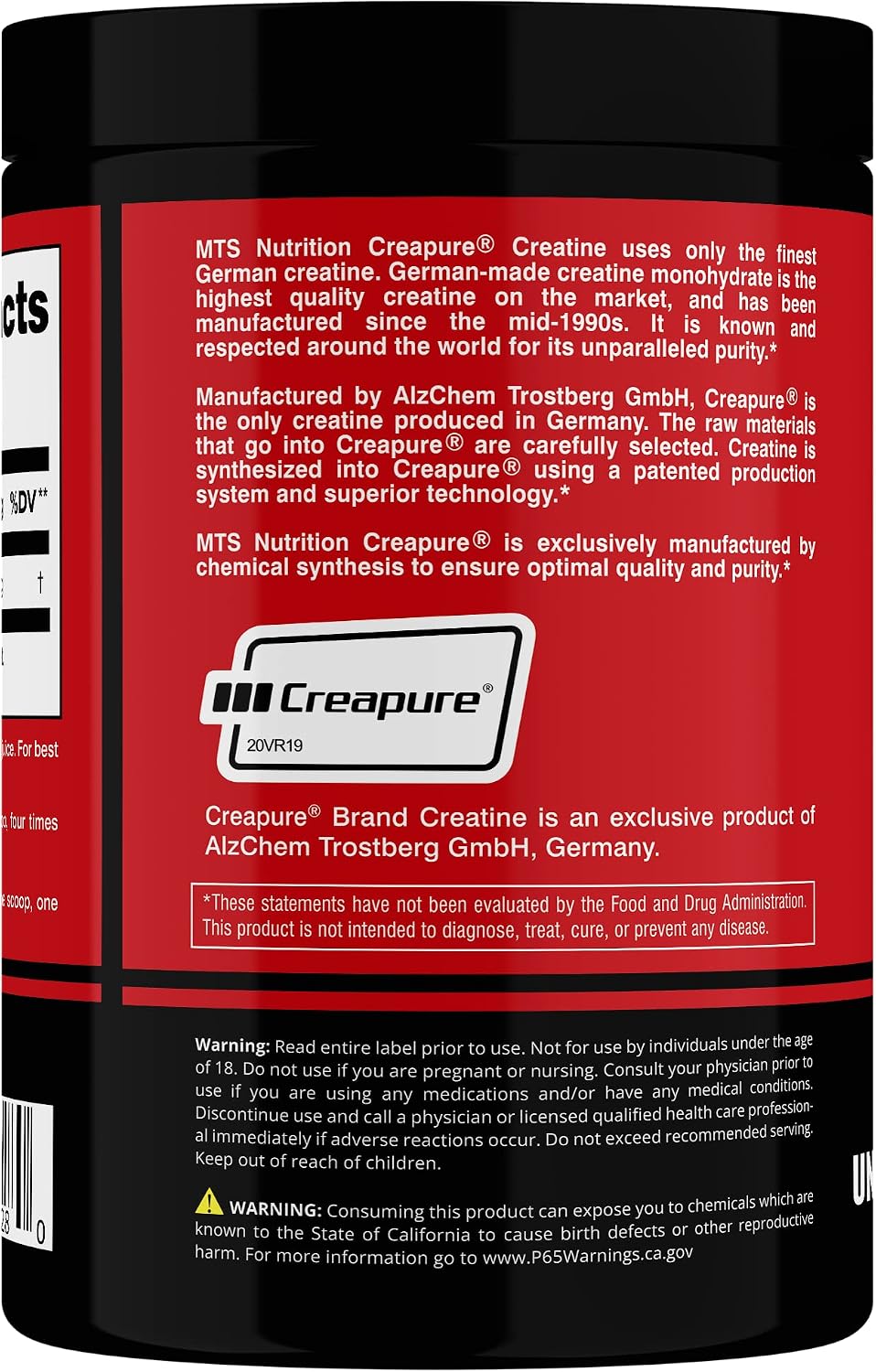 MTS Nutrition Creapure Creatine Powder - Muscle Growth & Recovery Supplement - 80 Servings Unflavored
