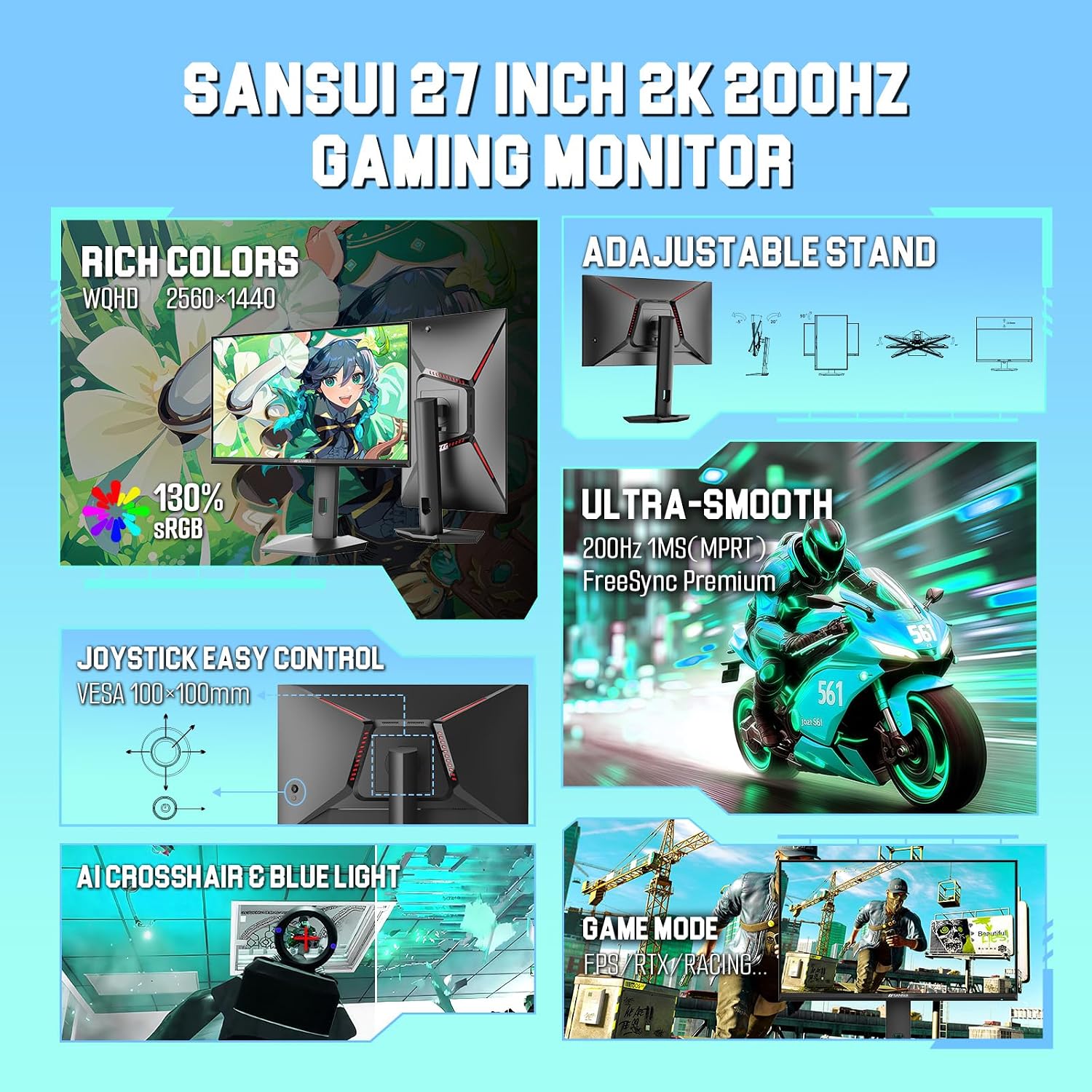 SANSUI 32 Inch Curved 240Hz Gaming Monitor High Refresh Rate, FHD 1080P | Gaming PC Monitor HDMI DP1.4, 1500R Curvature, 1Ms MPRT, HDR,Metal Stand,VESA Compatible(DP Cable Incl.)